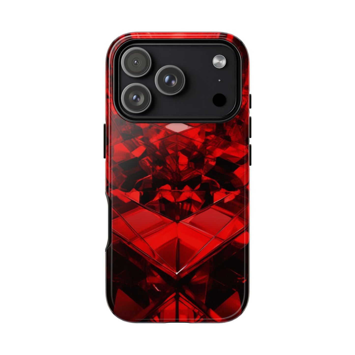 Red Crystal Design Phone Case for iPhone 17/16/15/14 - Tough, Stylish Protection