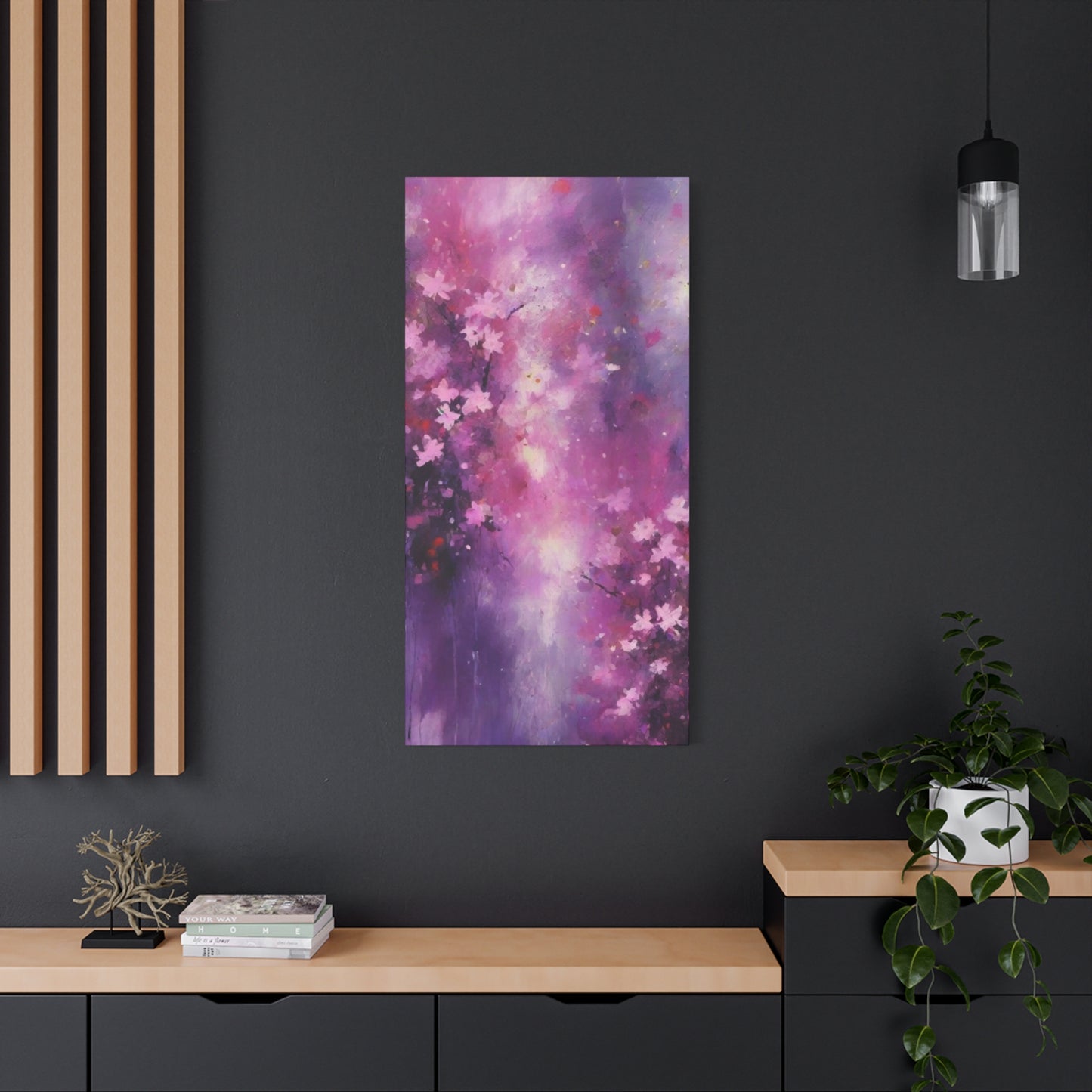 Abstract Art Canvas Print – Modern Wall Art, Digital Artwork, Matte Canvas, Ready to Hang, Home & Office Décor, Modern Wall Décor, Floral Abstract Wall Art - Purple Blossom Matte Canvas
