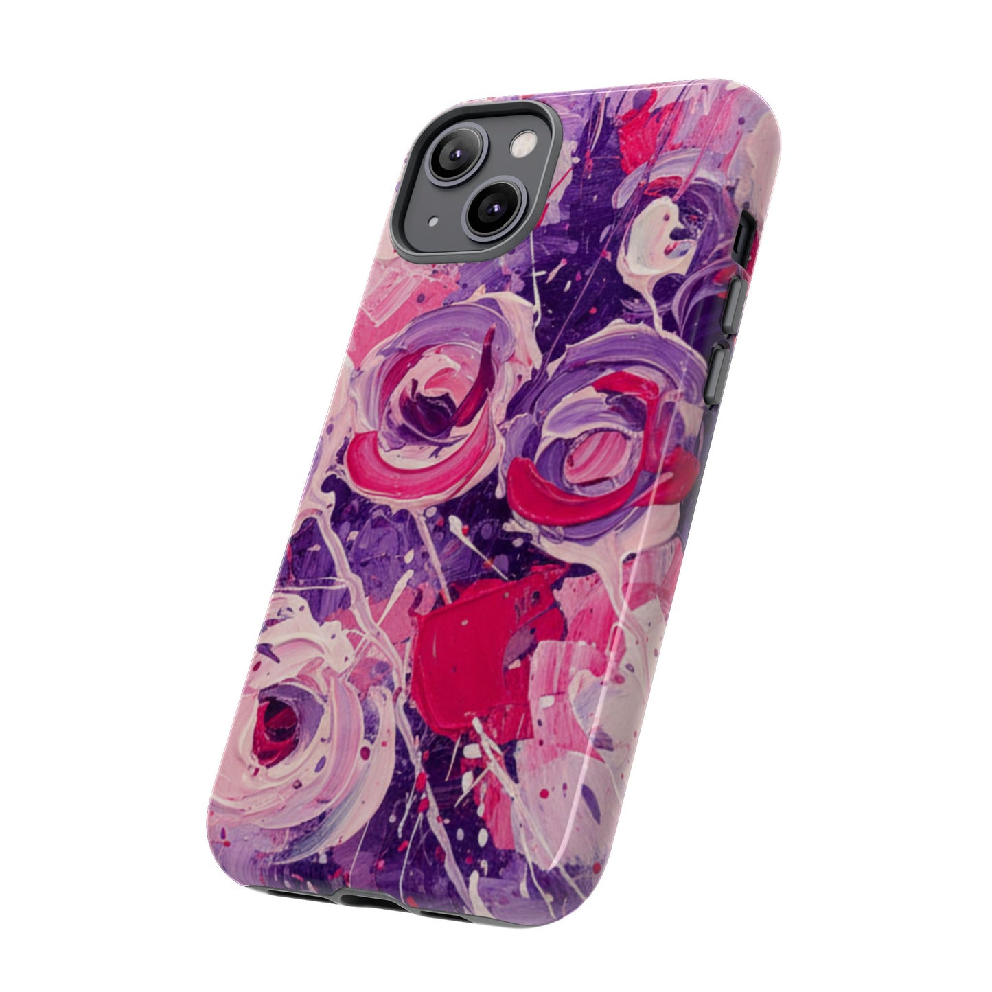 iPhone Tough Cases , iPhone 17 case, Phone Cases for iPhone 14\15\16\17 – Dual Layer, Matte/Glossy Finish, Wireless Charging Compatible, Floral Abstract Tough Phone Case — Protective Cover