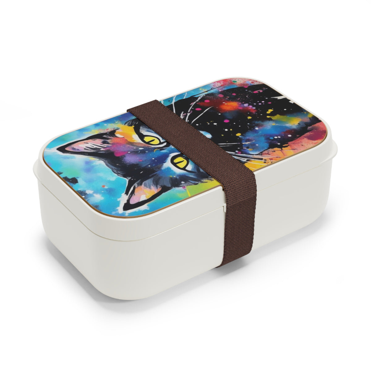 Colorful Galaxy Cat Bento Box — Artistic Cat Lunch Box for Kids & Adults