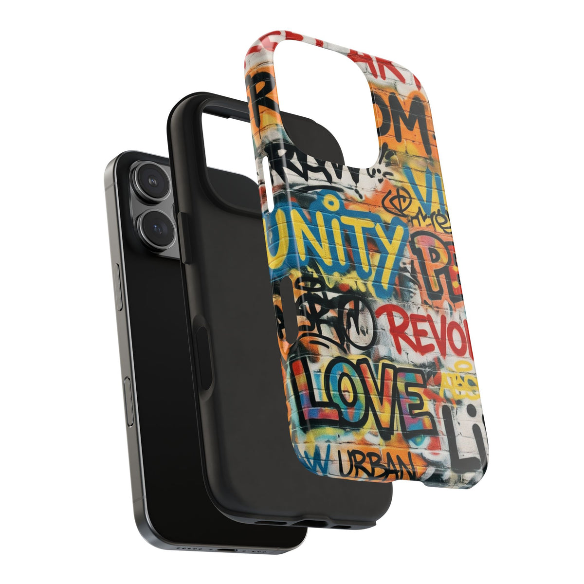 iPhone Tough Cases Phone Cases for iPhone 15\16\17\18 – Dual Layer, Matte/Glossy Finish, Wireless Charging Compatible. Urban Graffiti Tough Phone Case – Colorful Street Art Design