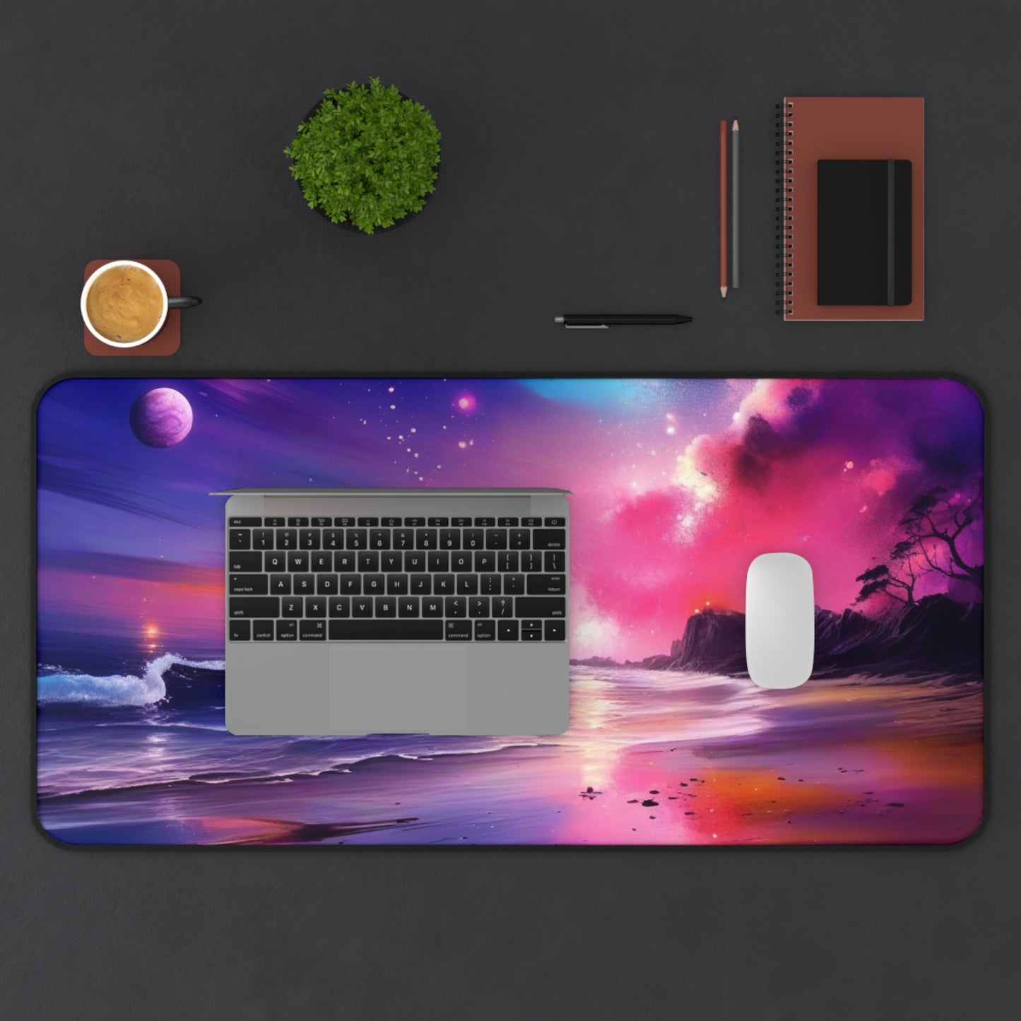 Large Gaming Mouse Pad – Premium Mouse Pad & Tech Accessory for Home & Office, Premium Desk Mat, Gaming Mouse Pad, Non-slip, Cosmic Serenity Desk Mat – Vibrant Ocean & Galaxy Design for Home Office