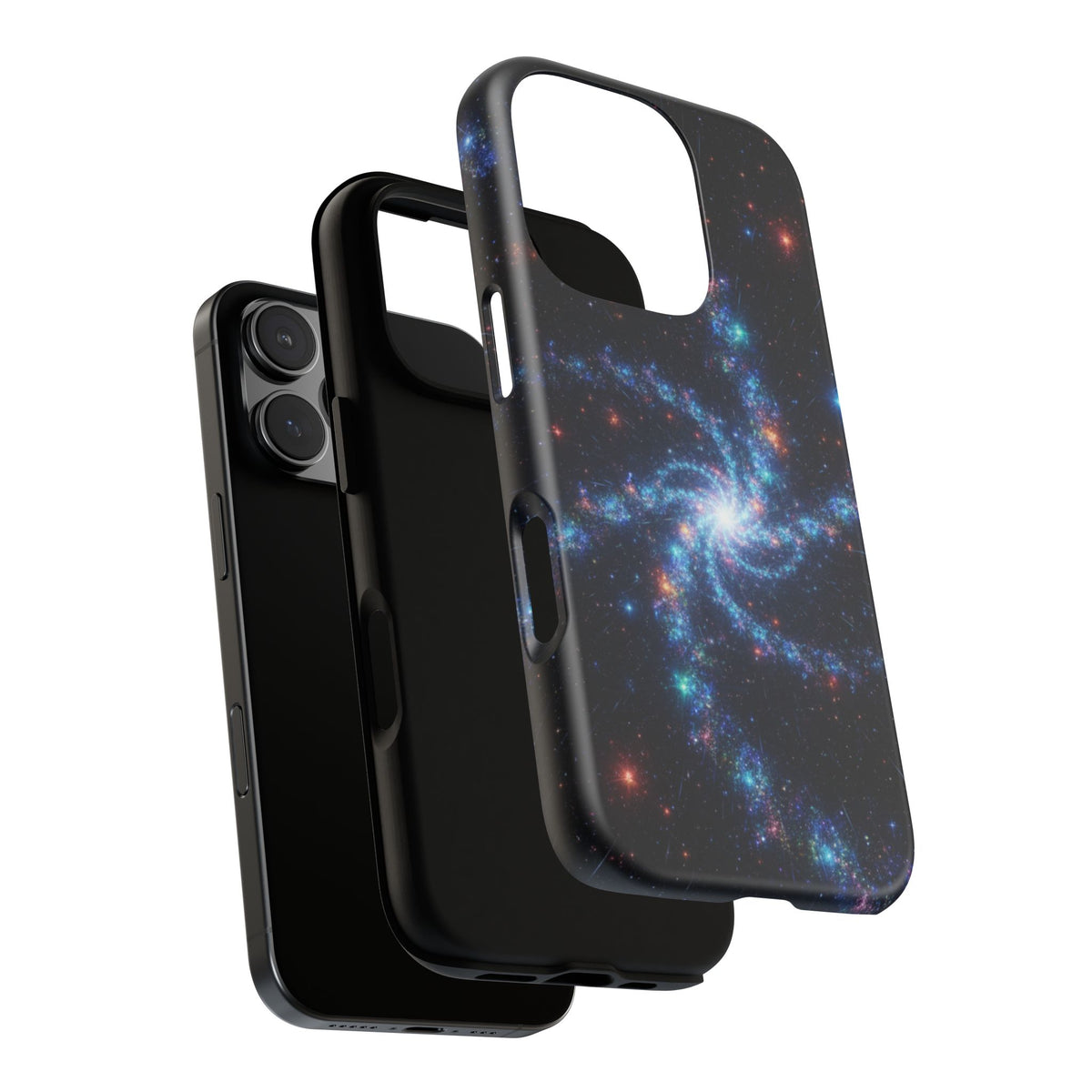 iPhone Tough Cases Phone Cases for iPhone 14\15\16\17\18 – Dual Layer, Matte/Glossy Finish, Wireless Charging Compatible. Galaxy Spiral Tough Phone Case — Cosmic Starfield Protective Cover for iPhone