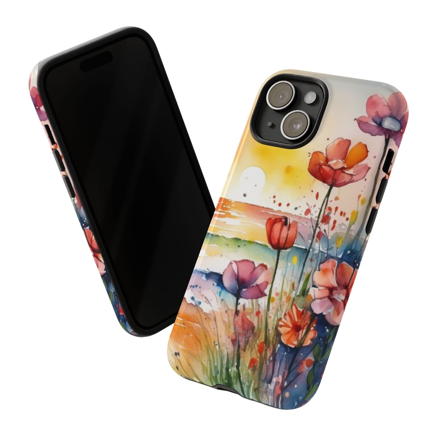 Floral Phone Case, Tough Cases Phone Cases for iPhone 17/16/15/14 - Tough Cases with Vibrant Watercolor Design