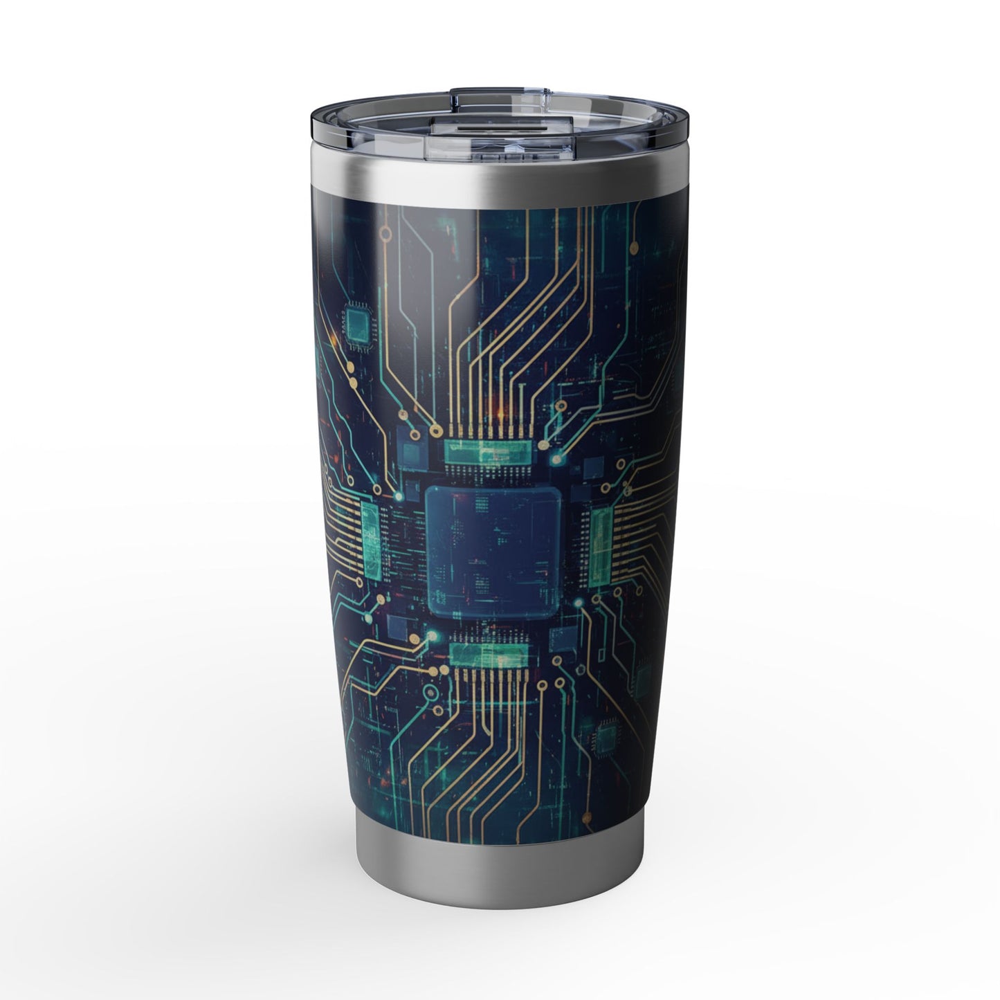 20oz Tumbler – Neon Microchip Design, Insulated Travel CupInsulated Stainless Steel Travel Tumbler, Spill-Resistant, Double-Wall, Car Cup Holder Friendly. Travel Tumbler.