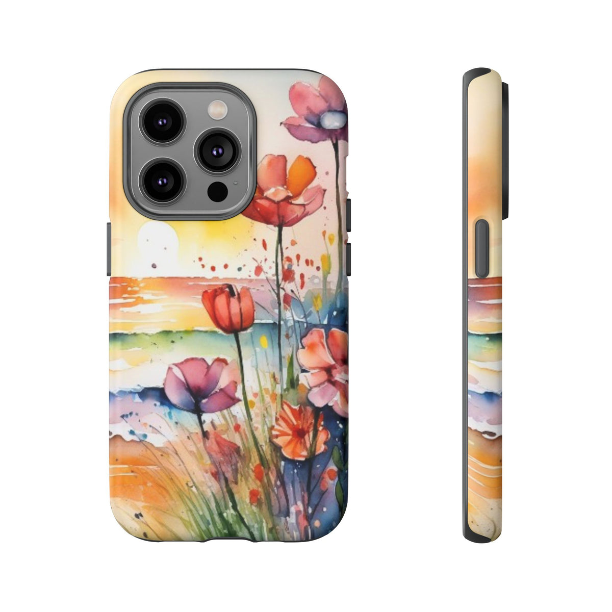 Floral Phone Case, Tough Cases Phone Cases for iPhone 17/16/15/14 - Tough Cases with Vibrant Watercolor Design