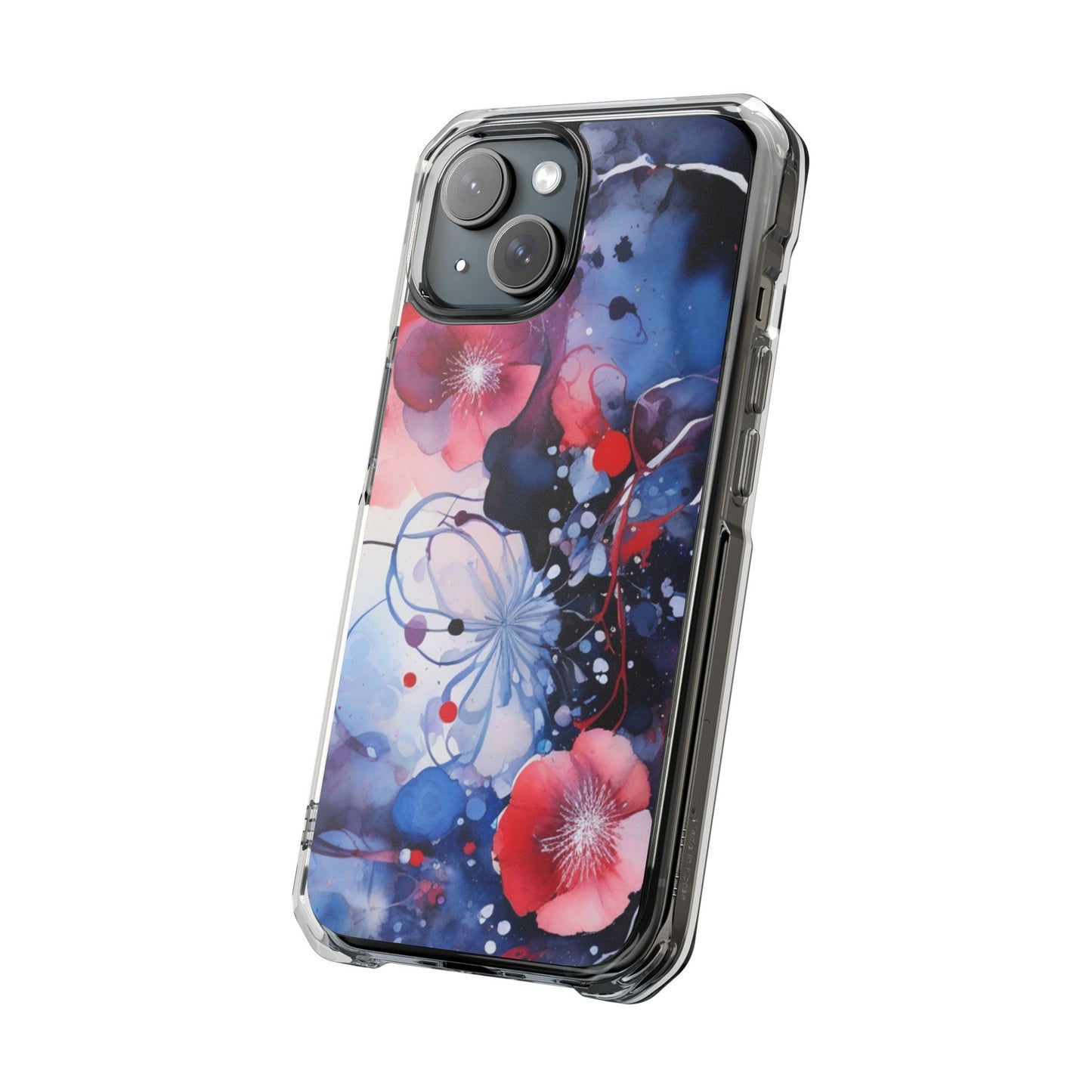 Clear Magnetic Phone Case — Watercolor Floral Impact Protection. Magnetic Impact Phone Case for iPhone 17/16/15/14.
