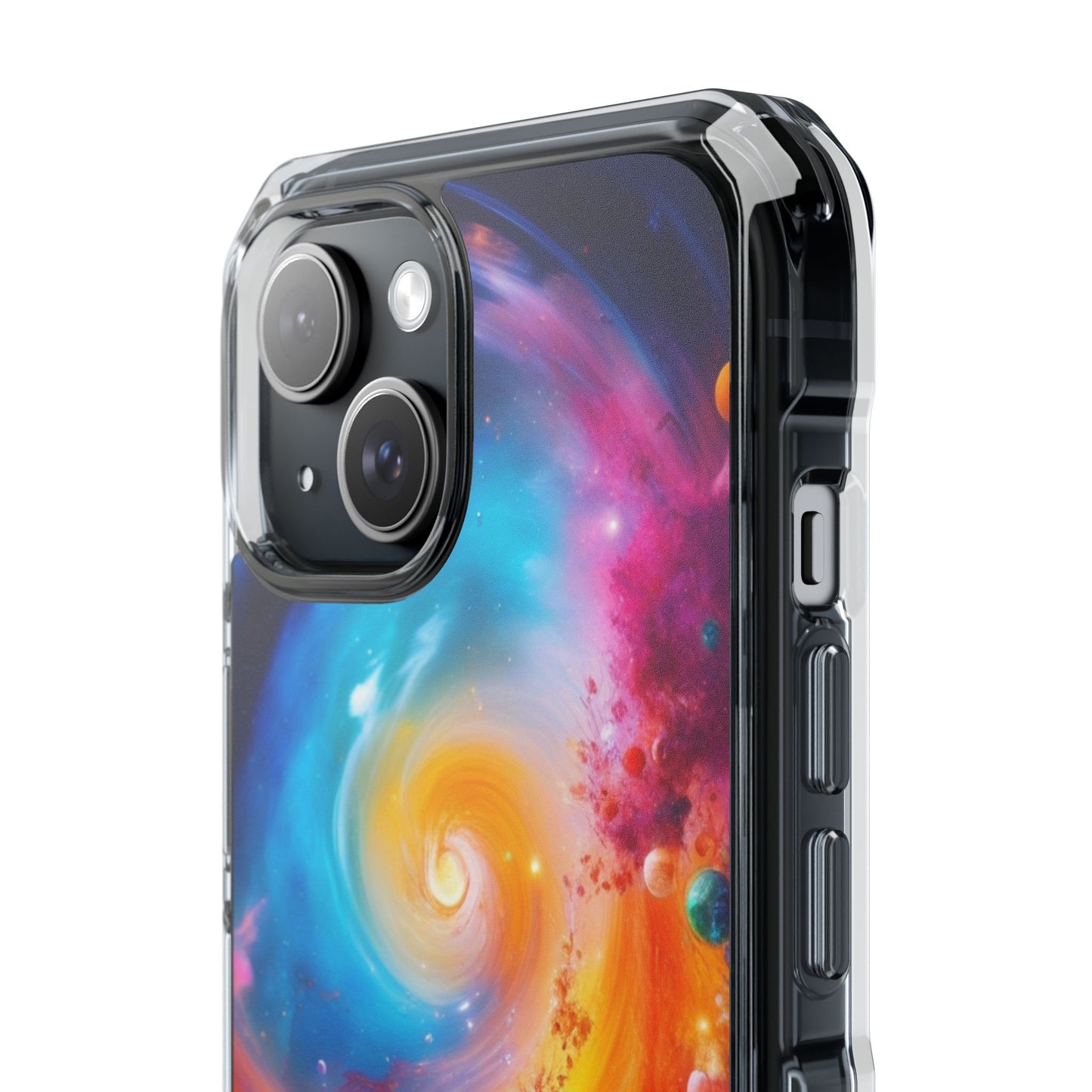 Magnetic Impact Phone Case for iPhone 16/15/14 — Colorful Cosmic Swirl Design