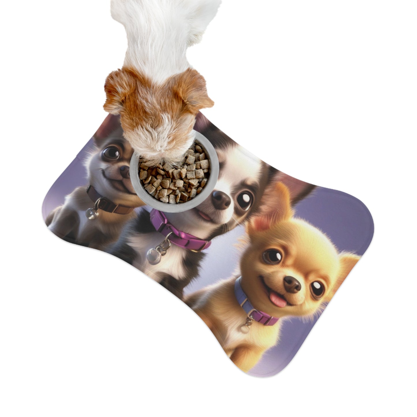 Designer Pet Feeding Mat – Non-Slip, Absorbent & Bone Shaped for Mess-Free Meals, Cute Chihuahua Pet Feeding Mat – Perfect for Dog Lovers