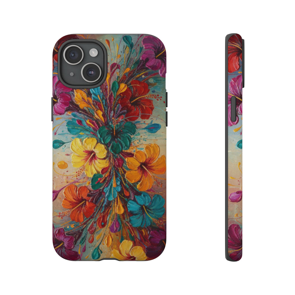 iPhone Tough Cases Phone Cases for iPhone 14\15\16\17\18 – Dual Layer, Matte/Glossy Finish, Wireless Charging Compatible. Floral Burst Tough Phone Case — Vibrant Flower Protective Case