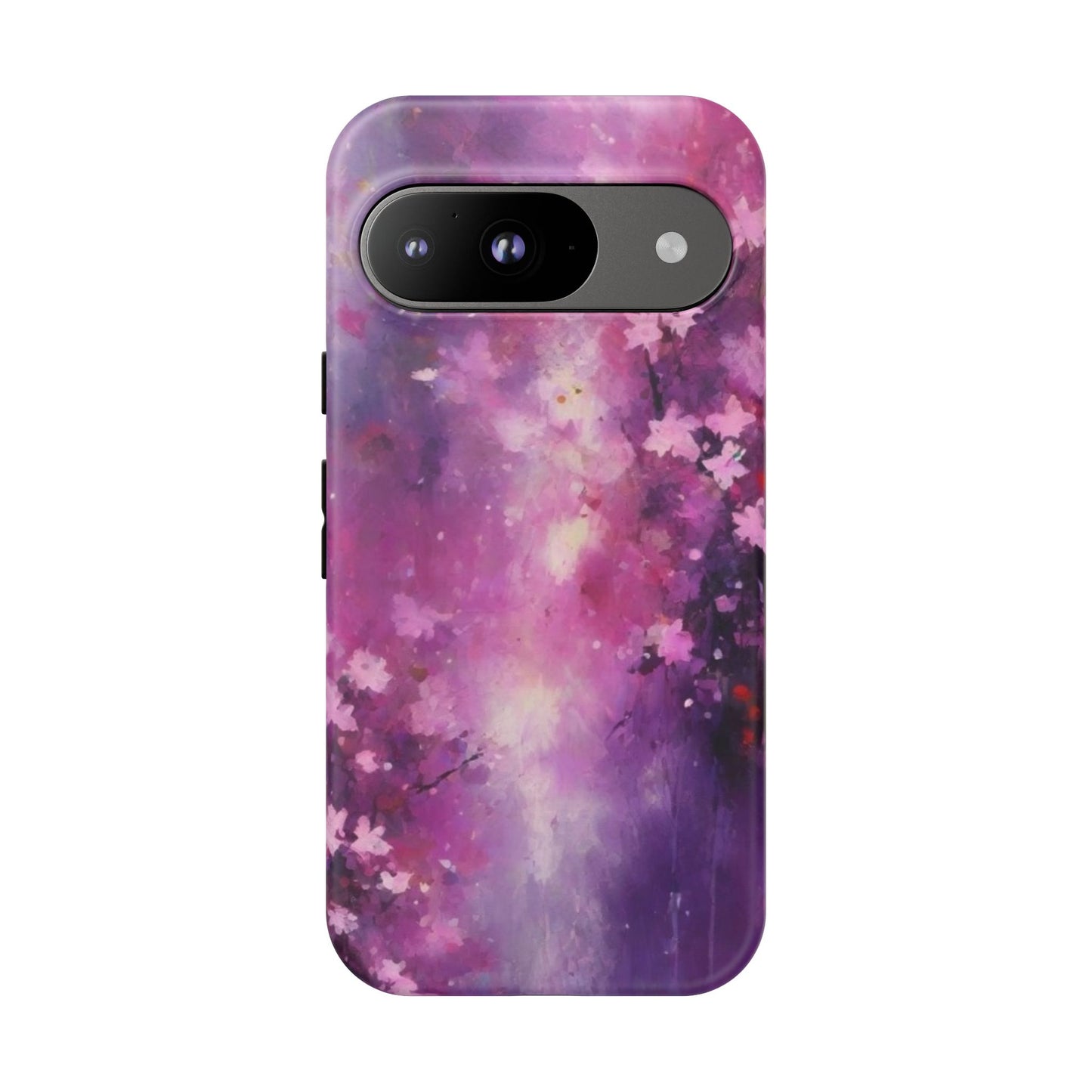 Tough Case Phone Case for Google Pixel 7/8/9– Dual Layer, Matte/Glossy Finish, Wireless Charging Compatible, Artistic Floral Phone Case - Tough Cases with Cherry Blossom Design