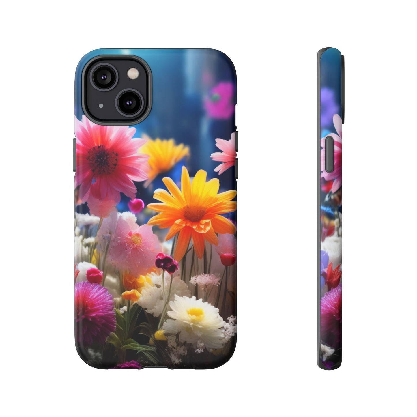 iPhone Tough Cases Phone Cases for iPhone 14\15\16\17– Dual Layer, Matte/Glossy Finish, Wireless Charging Compatible, Floral Garden Phone Case — Vibrant Spring Flowers Protective iPhone Case