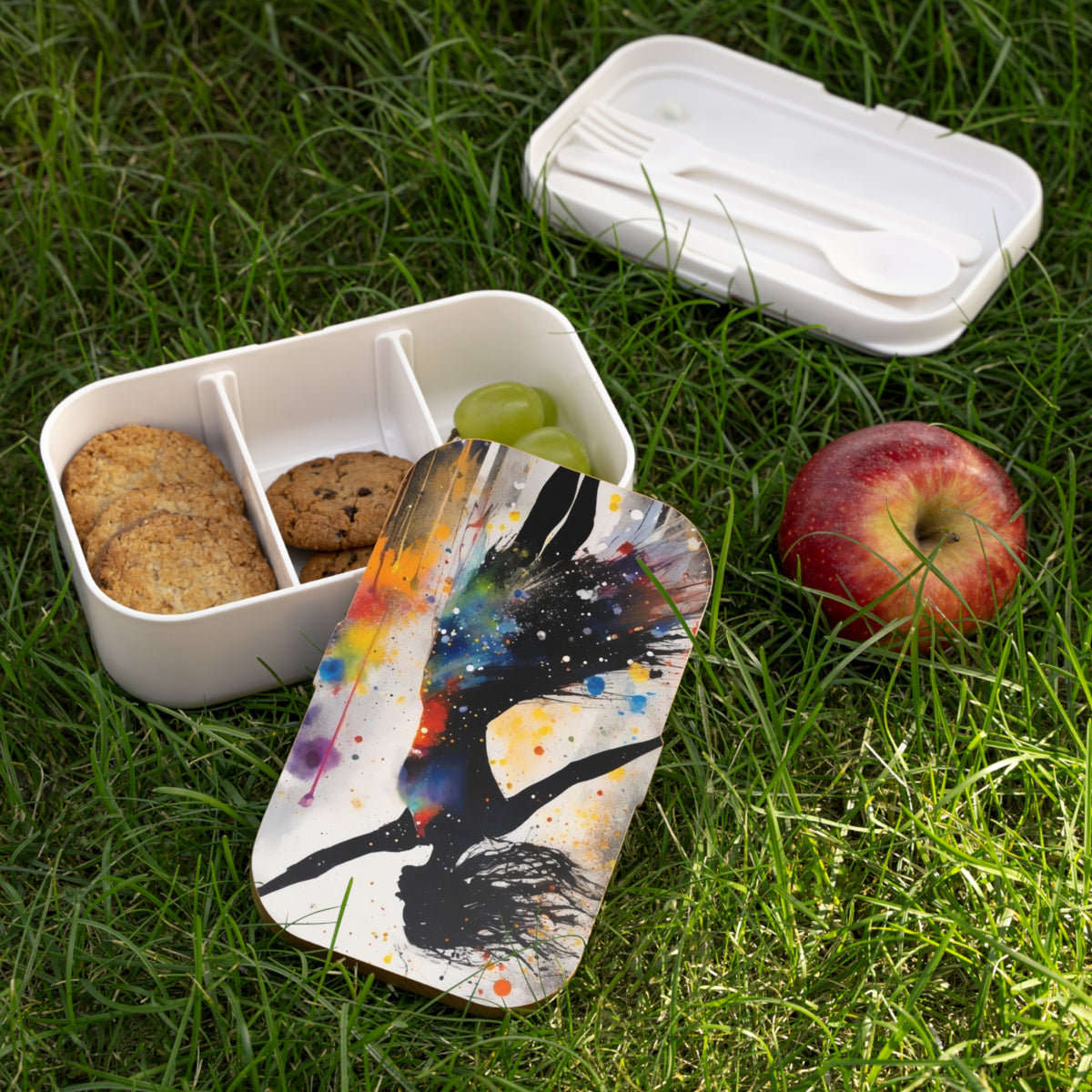 Artistic Dance Silhouette Bento Lunch Box — Color Splash Dancer Design