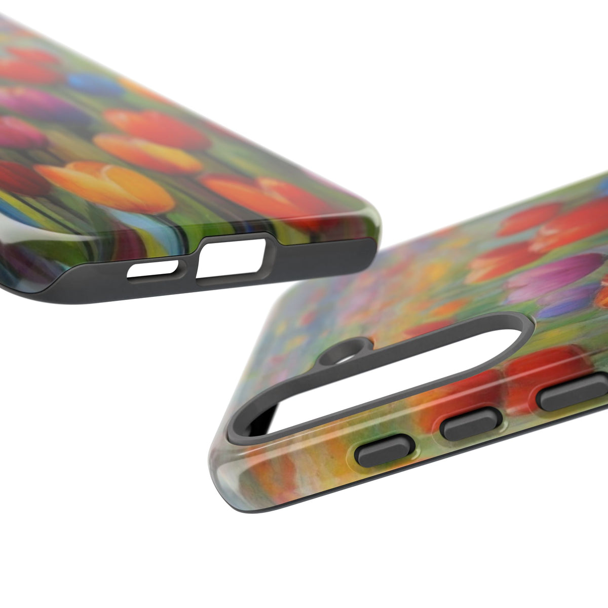 Tough Case Phone Case for Samsung Galaxy S25/S24– Dual Layer, Matte/Glossy Finish, Wireless Charging Compatible, Colorful Tulip Phone Case