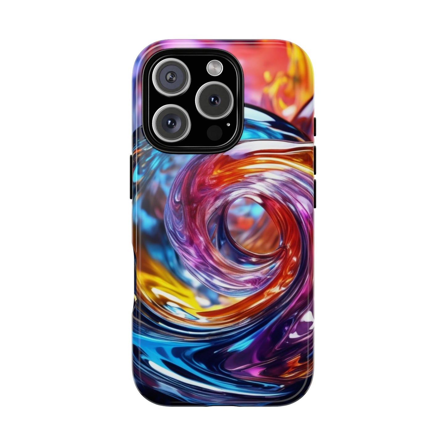 iPhone Tough Case Phone Case for iPhone 14\15\16 – Dual Layer, Matte/Glossy Finish, Wireless Charging CompatibleVibrant Swirl Phone Case - Tough Cases for Protection
