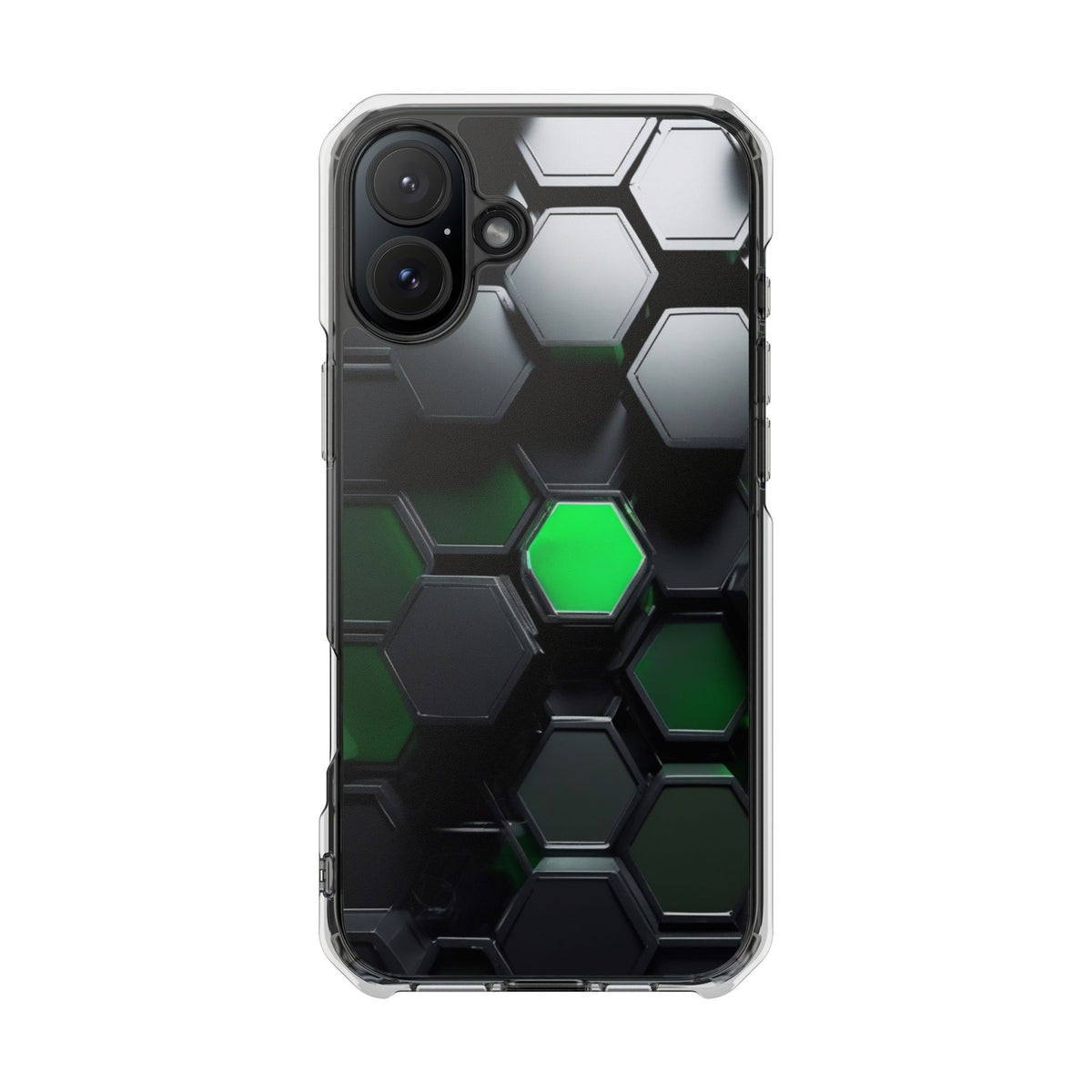 Magnetic Impact Phone Case for iPhone 16/15/14, Hexagon Pattern Magnetic Clear Impact Case, Stylish Phone Accessory, Gift for Tech Lovers, Durable Protection.