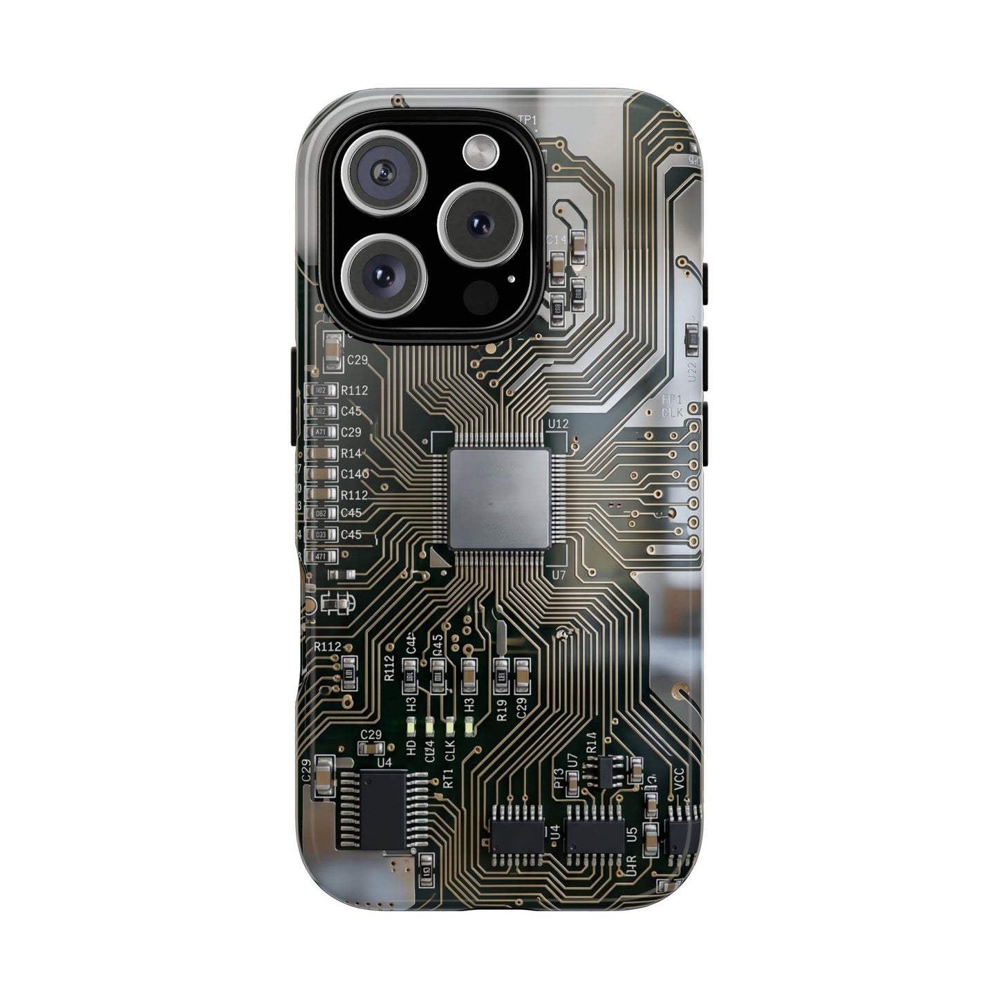 iPhone Tough Cases Phone Cases for iPhone 14\15\16\17 – Dual Layer, Matte/Glossy Finish, Wireless Charging Compatible. Circuit Board Tough Phone Case — Tech-Inspired Protective iPhone Cover