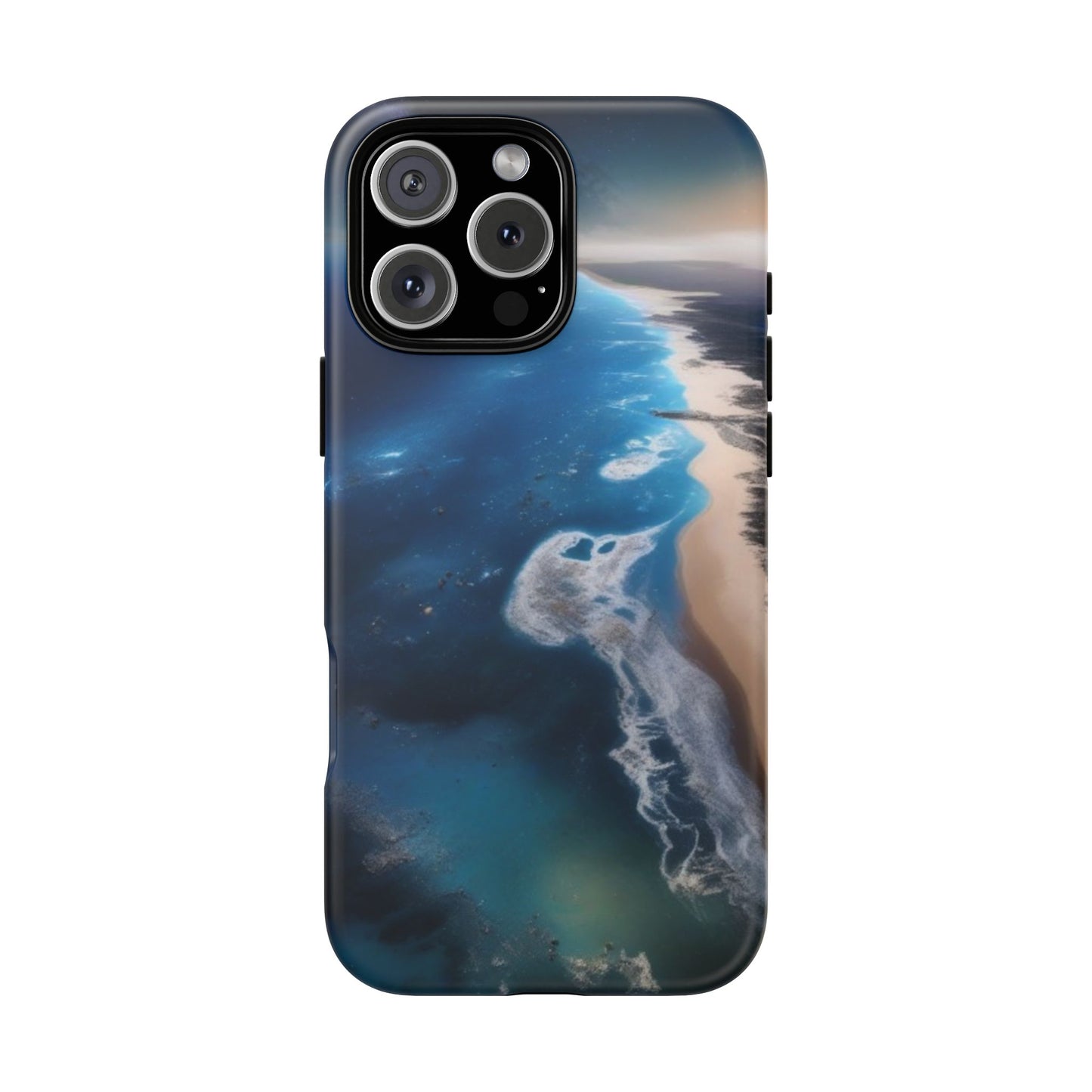 iPhone Tough Case Phone Case for iPhone 14\15\16 – Dual Layer, Matte/Glossy Finish, Wireless Charging Compatible, Ocean Waves Phone Case - Tough and Stylish Protection for Beach Lovers