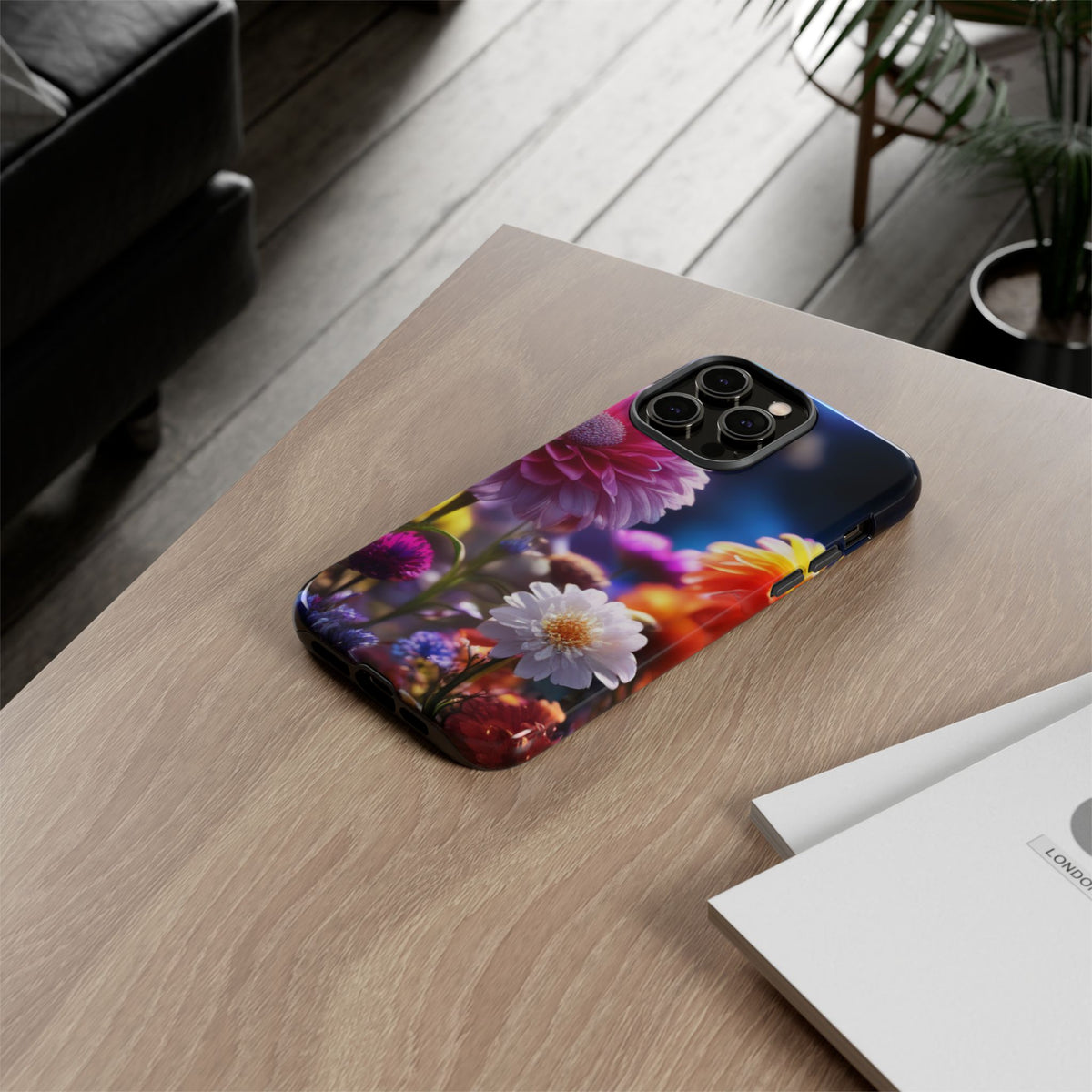 iPhone Tough Cases Phone Cases for iPhone 14\15\16\17 – Dual Layer, Matte/Glossy Finish, Wireless Charging Compatible, Floral Garden Phone Case — Vibrant Bloom Protective iPhone Cover