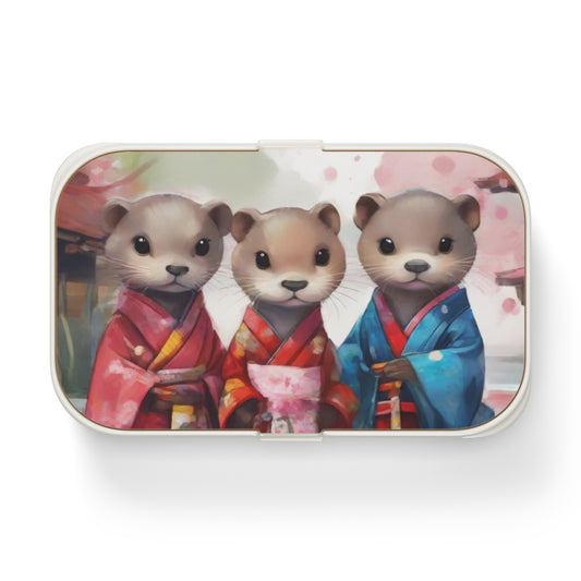 Stylish Bento Box Lunchbox – Portable, Designed Food Container with Wooden Lid & Two Moveable Compartments for Work, School & Picnics
