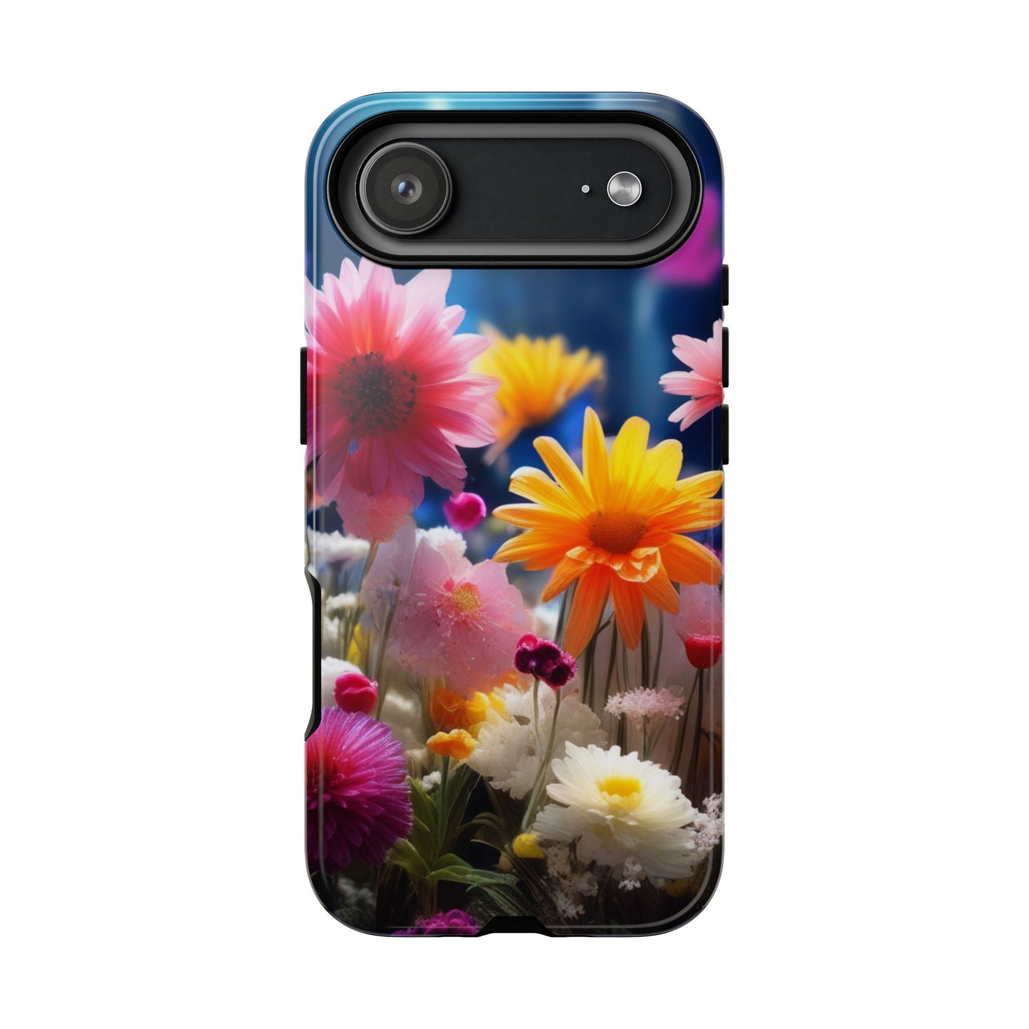 iPhone Tough Cases Phone Cases for iPhone 14\15\16\17– Dual Layer, Matte/Glossy Finish, Wireless Charging Compatible, Floral Garden Phone Case — Vibrant Spring Flowers Protective iPhone Case