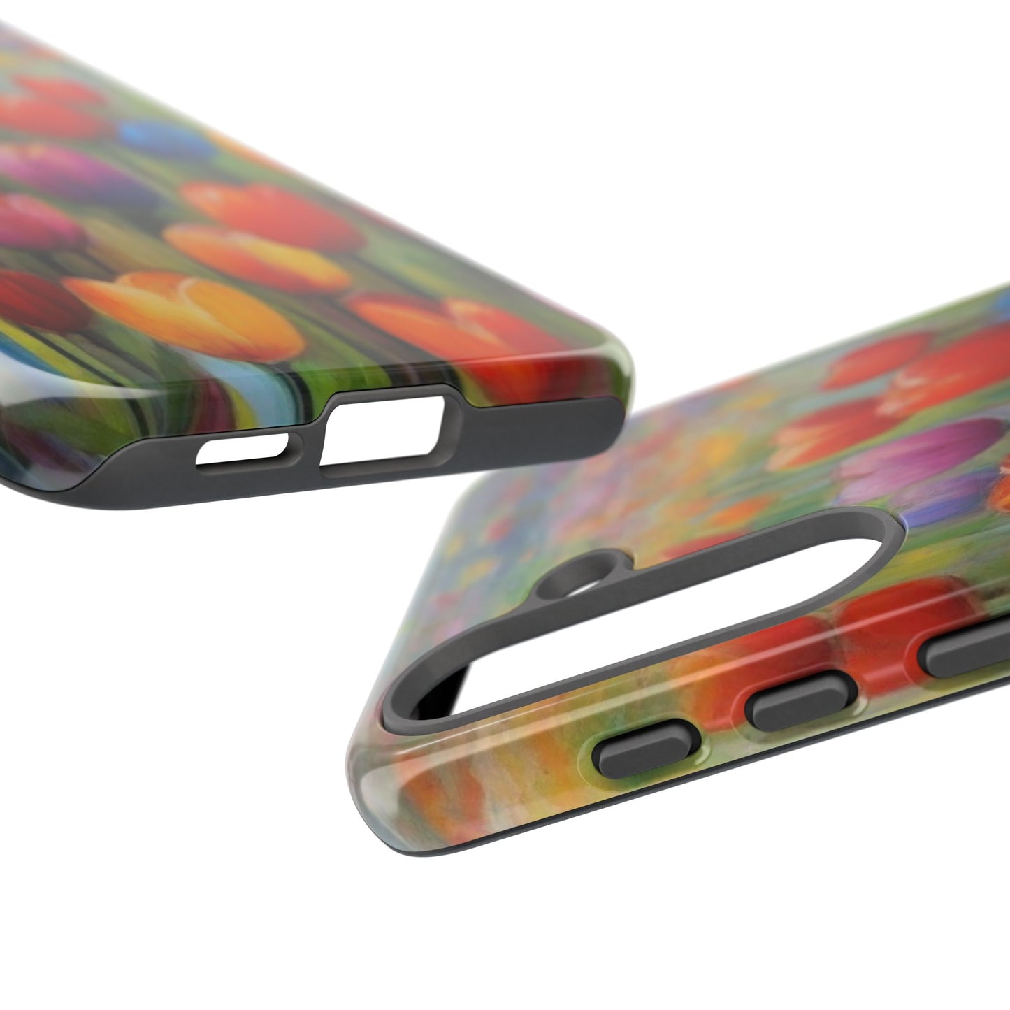 Tough Case Phone Case for Samsung Galaxy S25/S24– Dual Layer, Matte/Glossy Finish, Wireless Charging Compatible, Colorful Tulip Phone Case