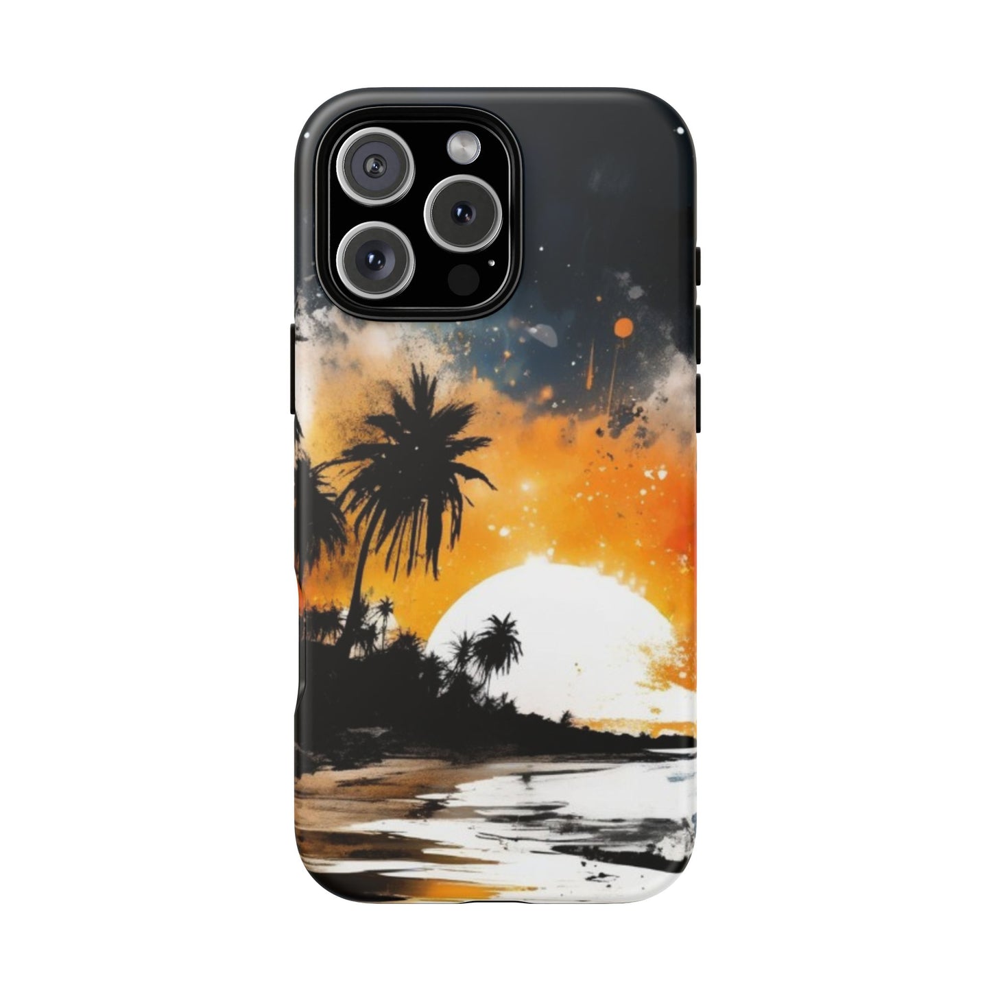 iPhone Tough Cases Phone Case for iPhone 14/15/16/17– Dual Layer, Matte/Glossy Finish, Wireless Charging Compatible, Tropical Sunset Design, Beach Lover Gift, Custom Phone Cover, Summer Vibes, Vacation Essentials