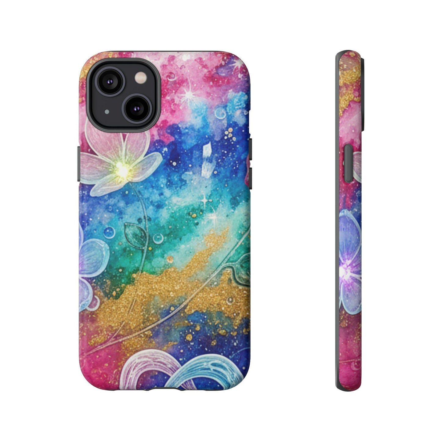 iPhone Tough Cases, iPhone 17 phone case, Phone Cases for iPhone 14\15\16\17 – Dual Layer, Matte/Glossy Finish, Wireless Charging Compatible, Galaxy Floral Tough Phone Case — Colorful Bubbles Design
