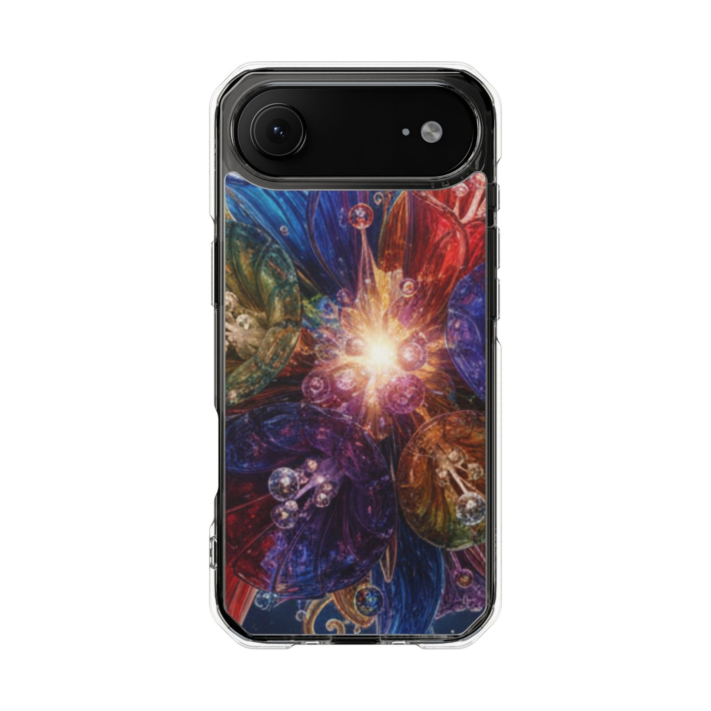 Magnetic Impact Phone Case for iPhone 17/16/15/14, Magnetic Clear Phone Case — Cosmic Abstract Art Impact Case