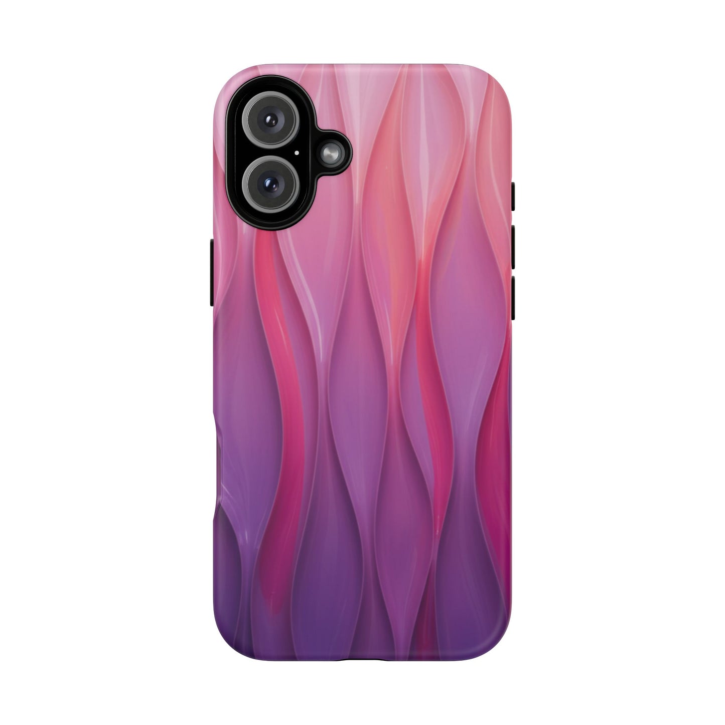 Pink Purple Wave Tough Phone Case. iPhone Tough Cases Phone Cases for iPhone 14\15\16\17 – Dual Layer, Matte/Glossy Finish, Wireless Charging Compatible — Abstract Gradient Protective Cover
