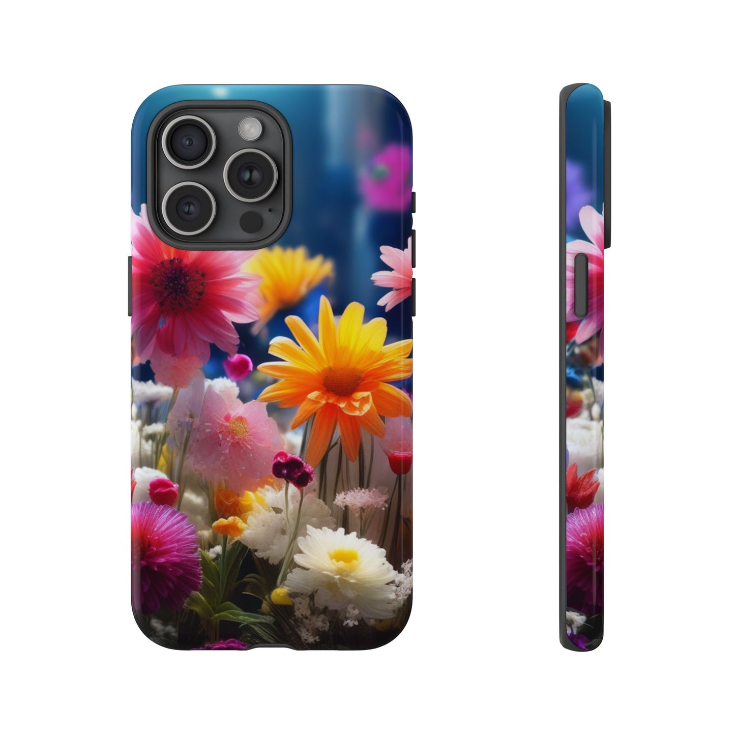 iPhone Tough Cases Phone Cases for iPhone 14\15\16\17– Dual Layer, Matte/Glossy Finish, Wireless Charging Compatible, Floral Garden Phone Case — Vibrant Spring Flowers Protective iPhone Case