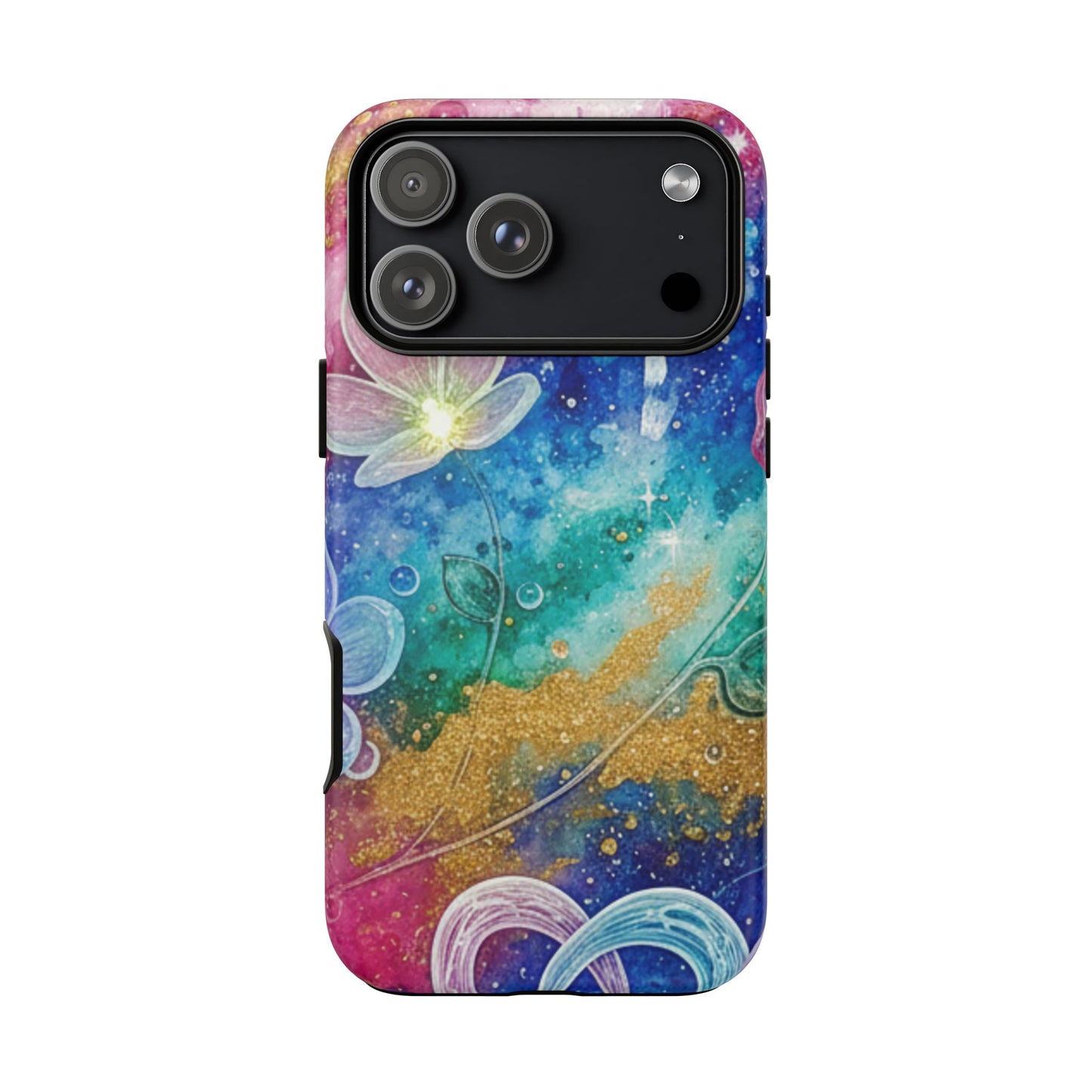 iPhone Tough Cases, iPhone 17 phone case, Phone Cases for iPhone 14\15\16\17 – Dual Layer, Matte/Glossy Finish, Wireless Charging Compatible, Galaxy Floral Tough Phone Case — Colorful Bubbles Design