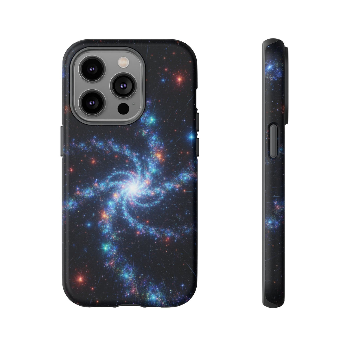 iPhone Tough Cases Phone Cases for iPhone 14\15\16\17\18 – Dual Layer, Matte/Glossy Finish, Wireless Charging Compatible. Galaxy Spiral Tough Phone Case — Cosmic Starfield Protective Cover for iPhone