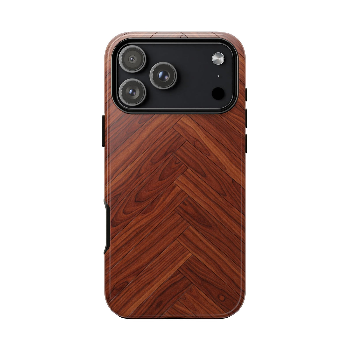 iPhone Tough Cases Phone Cases for iPhone 14\15\16\17 – Dual Layer, Matte/Glossy Finish, Wireless Charging Compatible. Tough Phone Case — Plastic Herringbone Walnut Protective Cover