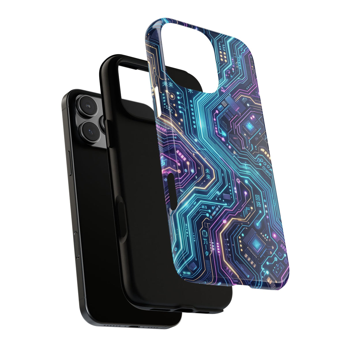 iPhone Tough Cases Phone Cases for iPhone 14\15\16\17\18 – Dual Layer, Matte/Glossy Finish, Wireless Charging Compatible. Tech Circuit Tough Phone Case.