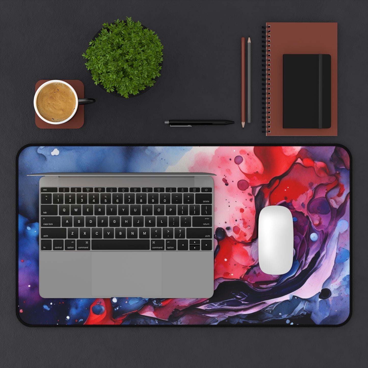 Large Gaming Mouse Pad – Premium Mouse Pad & Tech Accessory for Home & Office, Premium Desk Mat, Gaming Mouse Pad, Non-slip. Abstract Watercolor Desk Mat — Vibrant Red & Blue Gaming/Work Mouse Pad