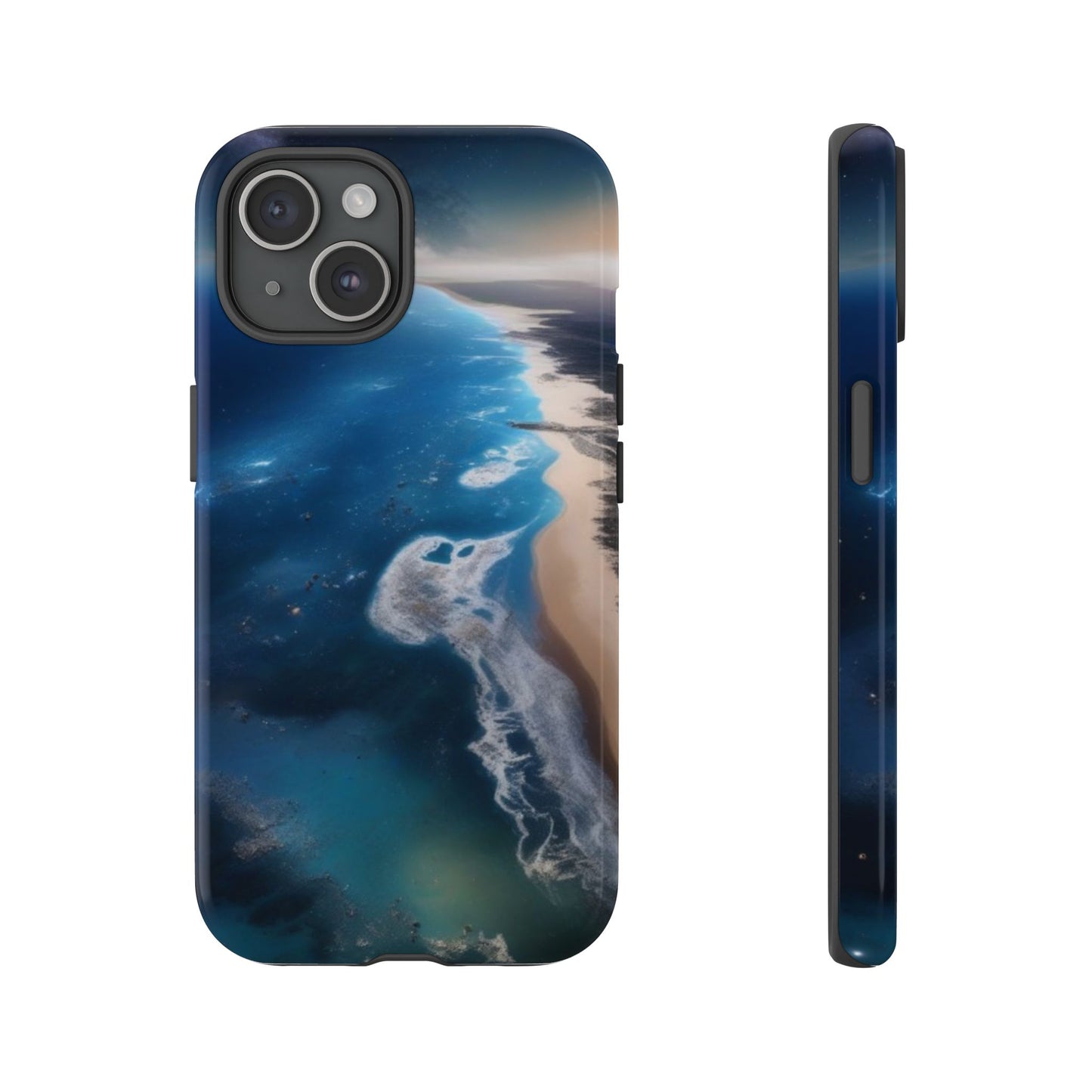 iPhone Tough Case Phone Case for iPhone 14\15\16 – Dual Layer, Matte/Glossy Finish, Wireless Charging Compatible, Ocean Waves Phone Case - Tough and Stylish Protection for Beach Lovers