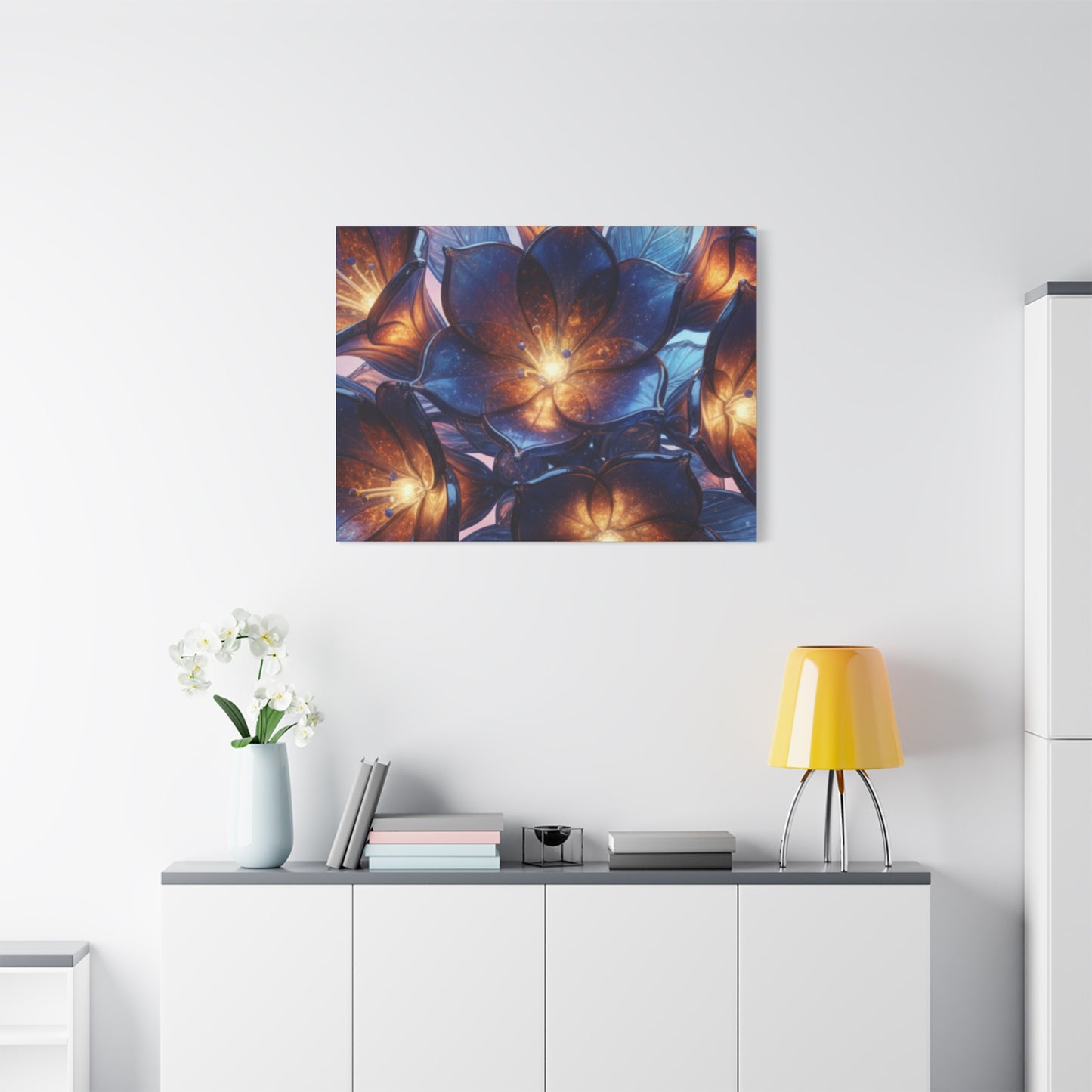 Canvas Print – Modern Wall Art, Matte Canvas, Ready to Hang, Home & Office Décor, Modern Wall Décor, Floral Canvas Wall Art — Illuminated Blossom Matte Stretched Print