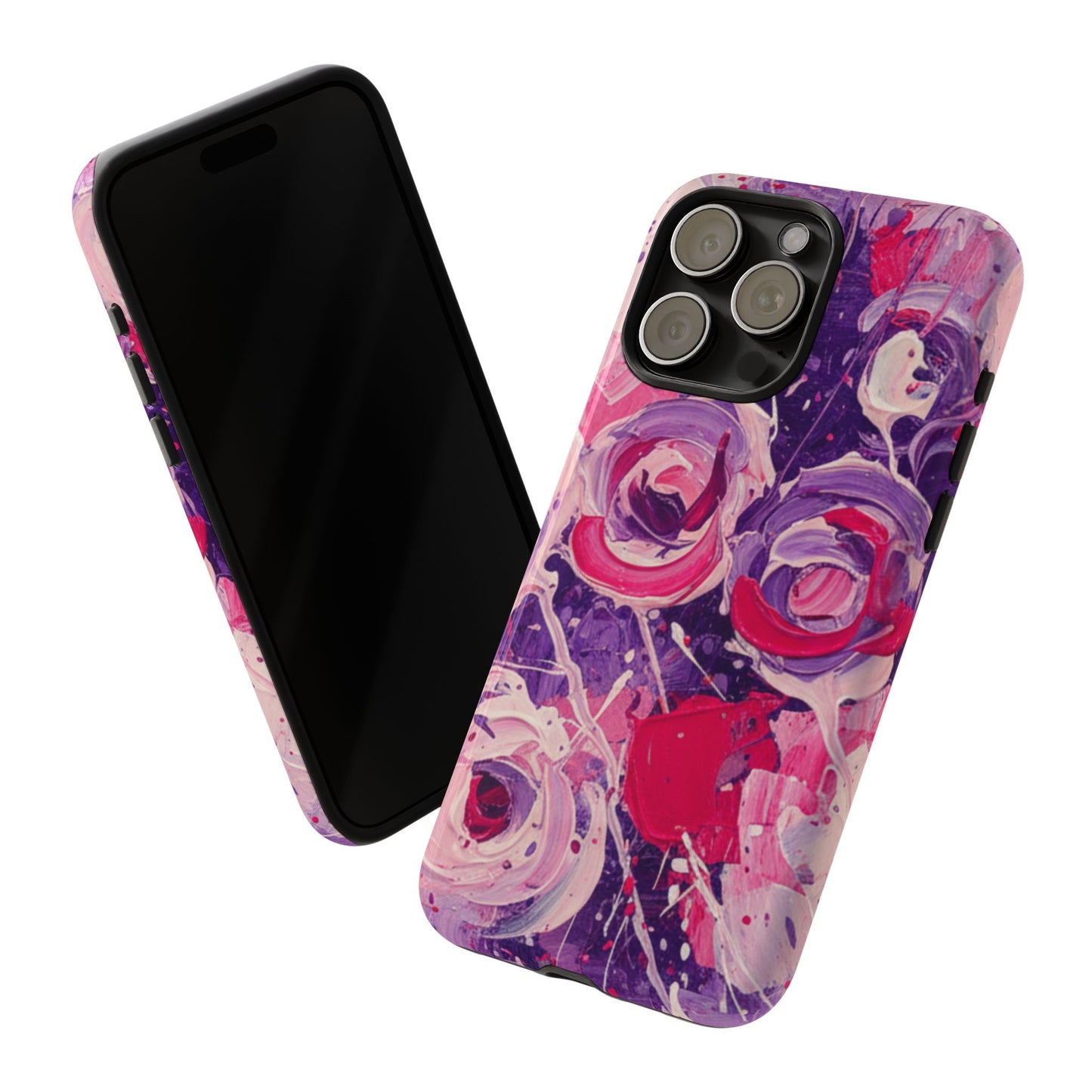 iPhone Tough Cases , iPhone 17 case, Phone Cases for iPhone 14\15\16\17 – Dual Layer, Matte/Glossy Finish, Wireless Charging Compatible, Floral Abstract Tough Phone Case — Protective Cover