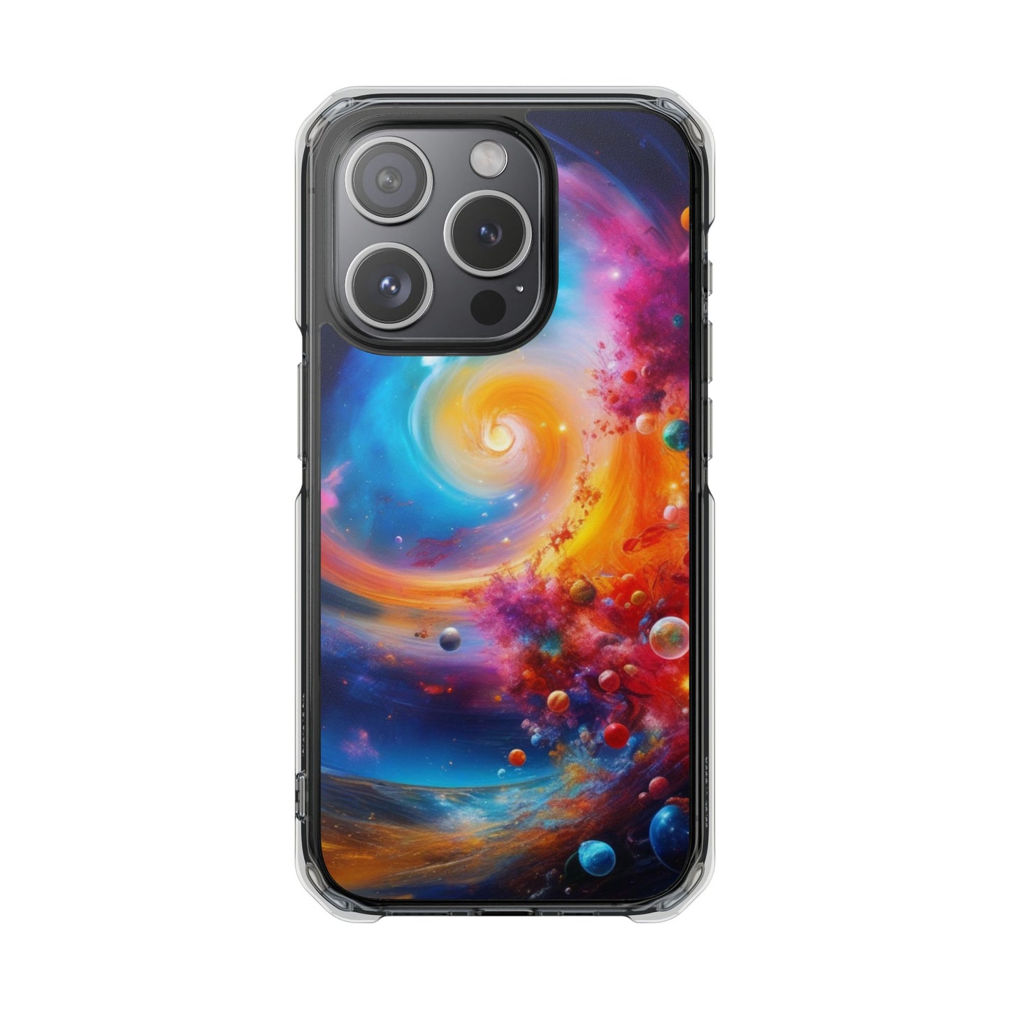 Magnetic Impact Phone Case for iPhone 16/15/14 — Colorful Cosmic Swirl Design