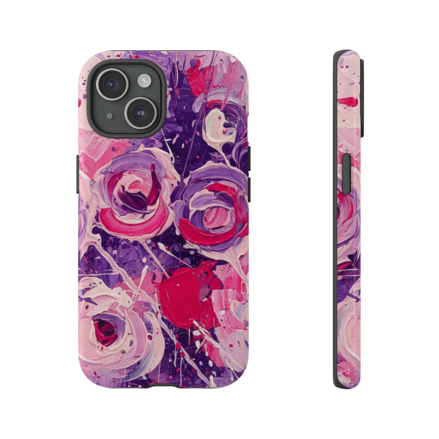 iPhone Tough Cases , iPhone 17 case, Phone Cases for iPhone 14\15\16\17 – Dual Layer, Matte/Glossy Finish, Wireless Charging Compatible, Floral Abstract Tough Phone Case — Protective Cover