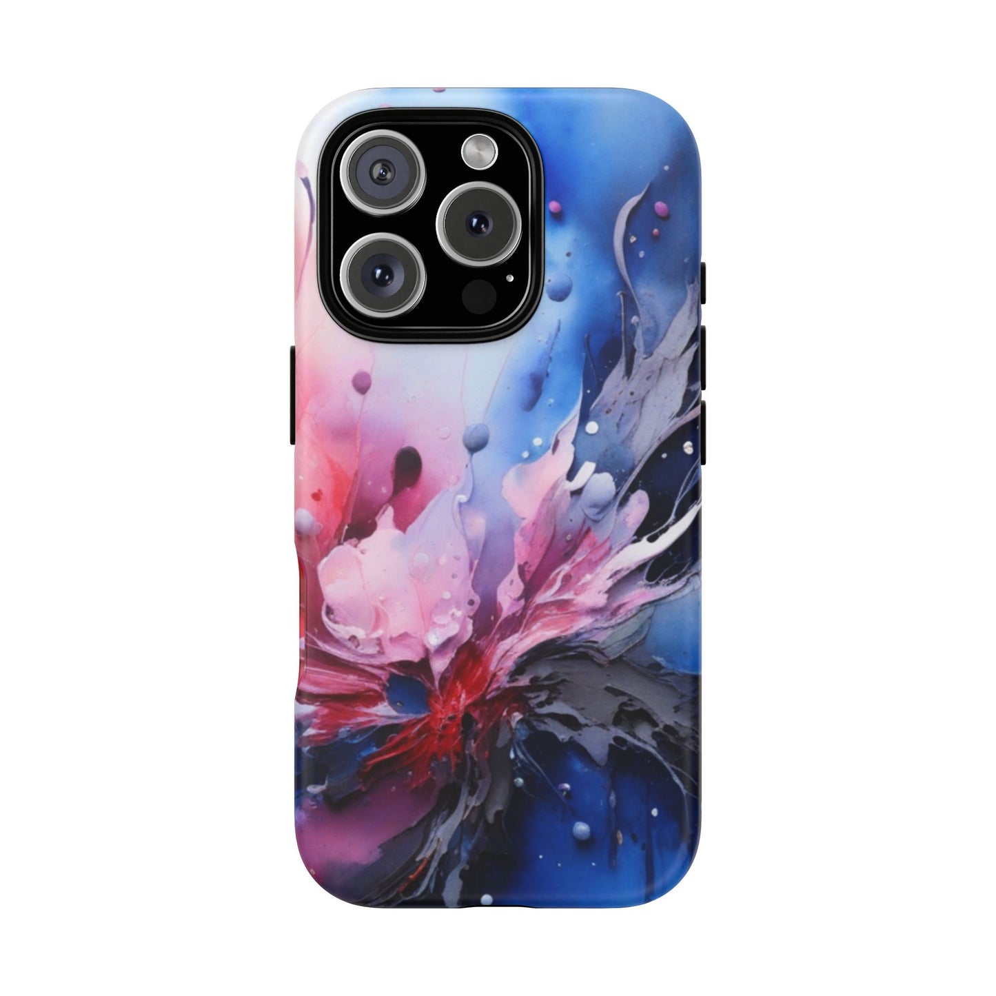 Tough Case — Abstract Pink & Blue Phone Case. iPhone Tough Cases Phone Cases for iPhone 17/16/15/14 – Dual Layer, Matte/Glossy Finish, Wireless Charging Compatible