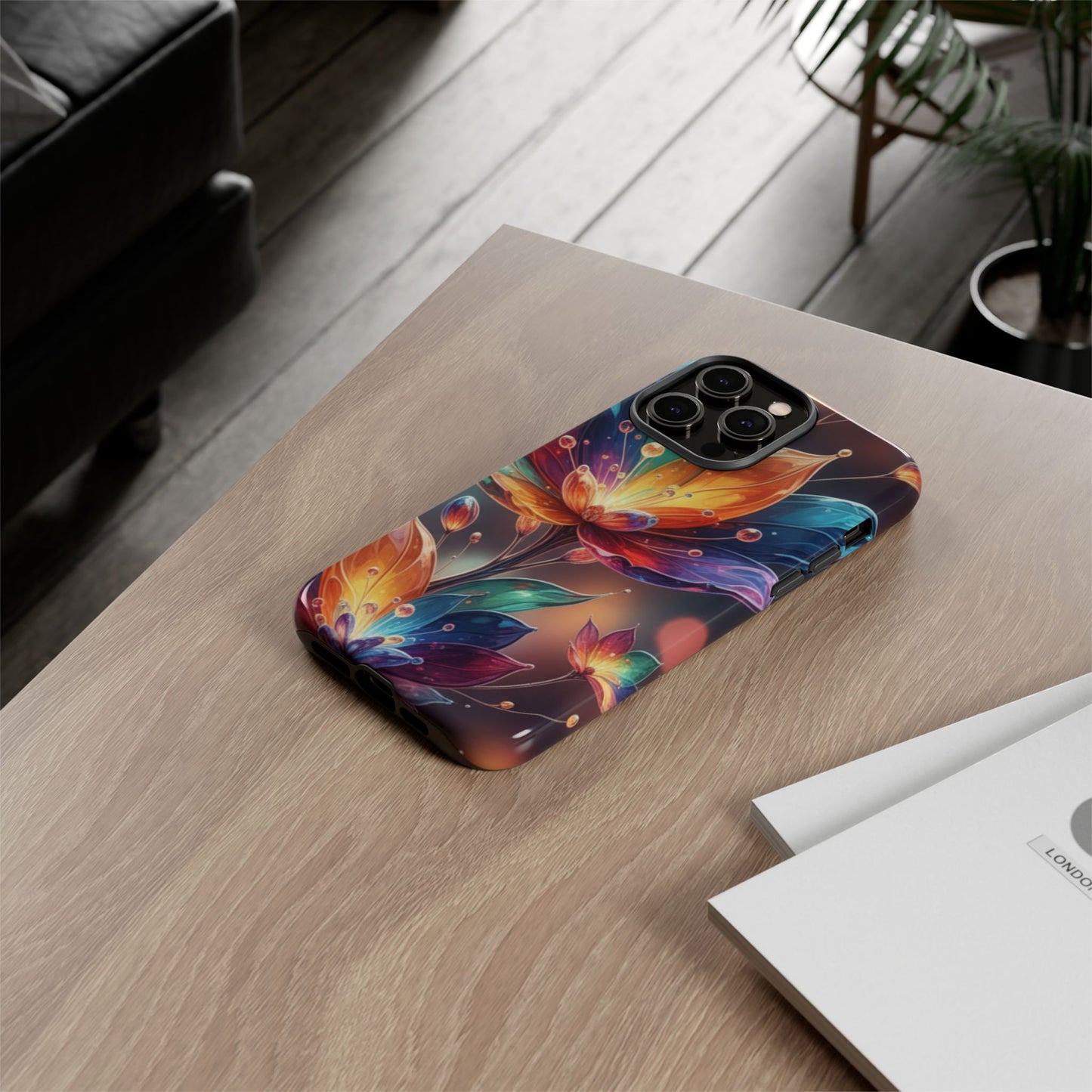 iPhone Tough Cases Phone Cases for iPhone 14\15\16\17 – Dual Layer, Matte/Glossy Finish, Wireless Charging Compatible — Vibrant Floral Lotus Phone Case