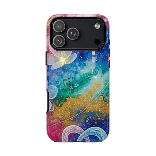iPhone Tough Cases, iPhone 17 phone case, Phone Cases for iPhone 14\15\16\17 – Dual Layer, Matte/Glossy Finish, Wireless Charging Compatible, Galaxy Floral Tough Phone Case — Colorful Bubbles Design...