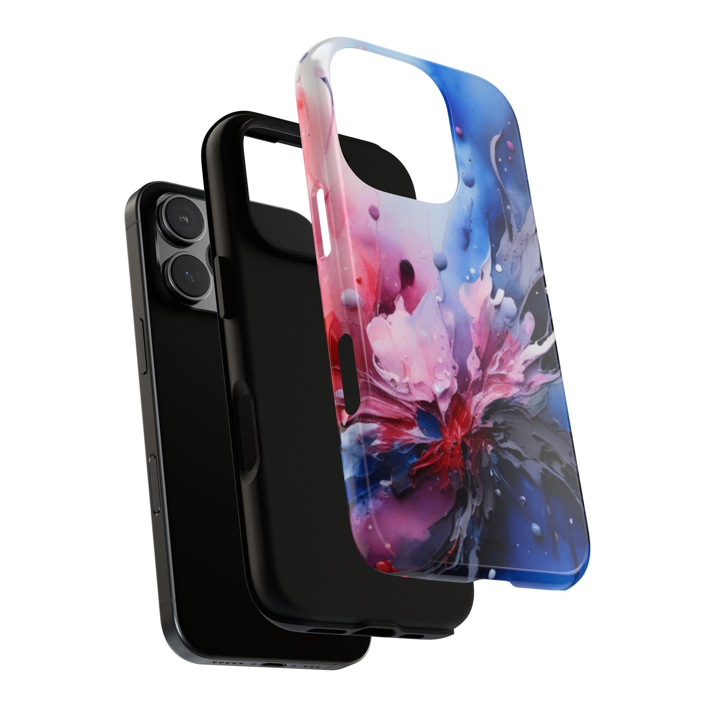 Tough Case — Abstract Pink & Blue Phone Case. iPhone Tough Cases Phone Cases for iPhone 17/16/15/14 – Dual Layer, Matte/Glossy Finish, Wireless Charging Compatible