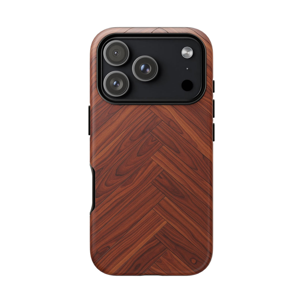 iPhone Tough Cases Phone Cases for iPhone 14\15\16\17 – Dual Layer, Matte/Glossy Finish, Wireless Charging Compatible. Tough Phone Case — Plastic Herringbone Walnut Protective Cover