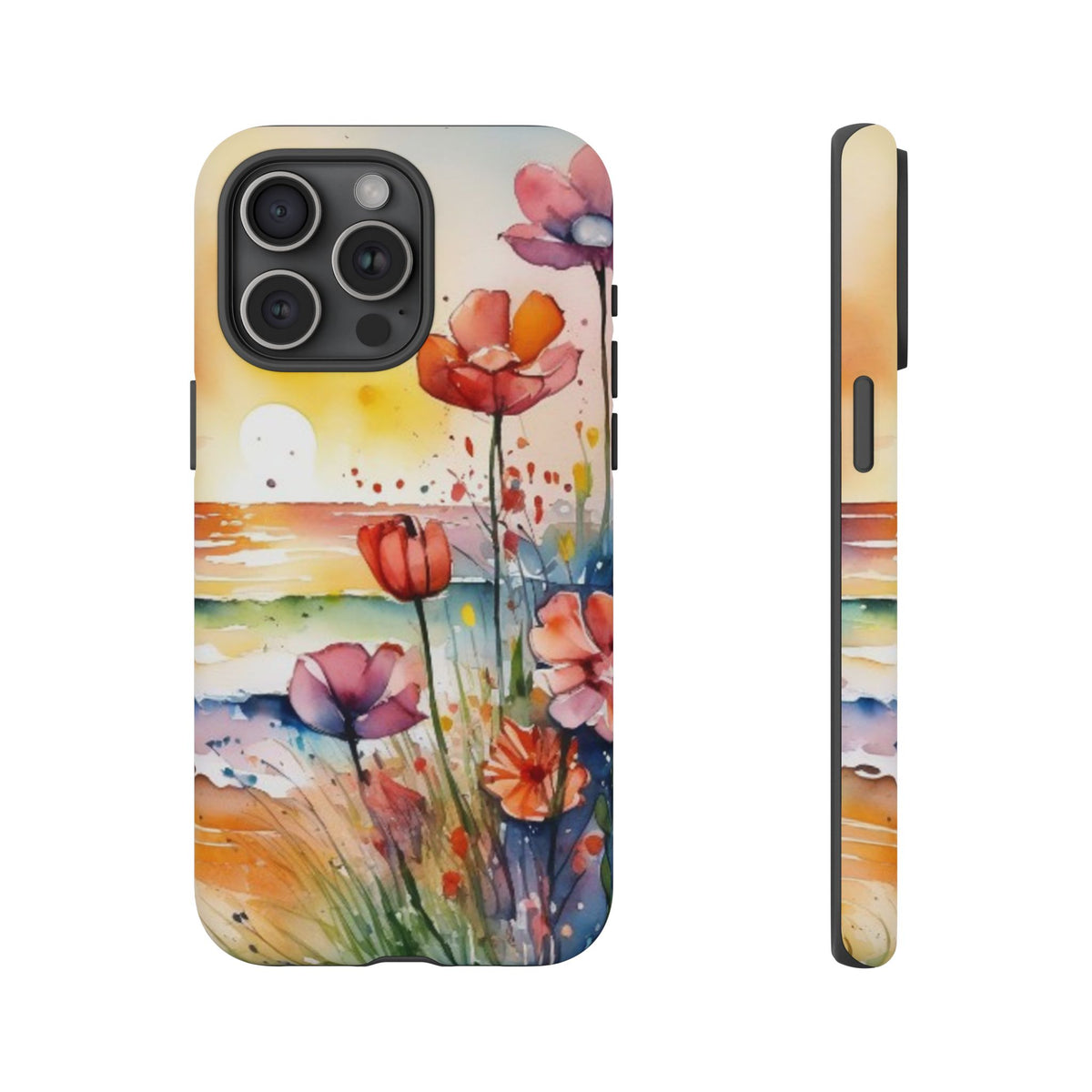 Floral Phone Case, Tough Cases Phone Cases for iPhone 17/16/15/14 - Tough Cases with Vibrant Watercolor Design