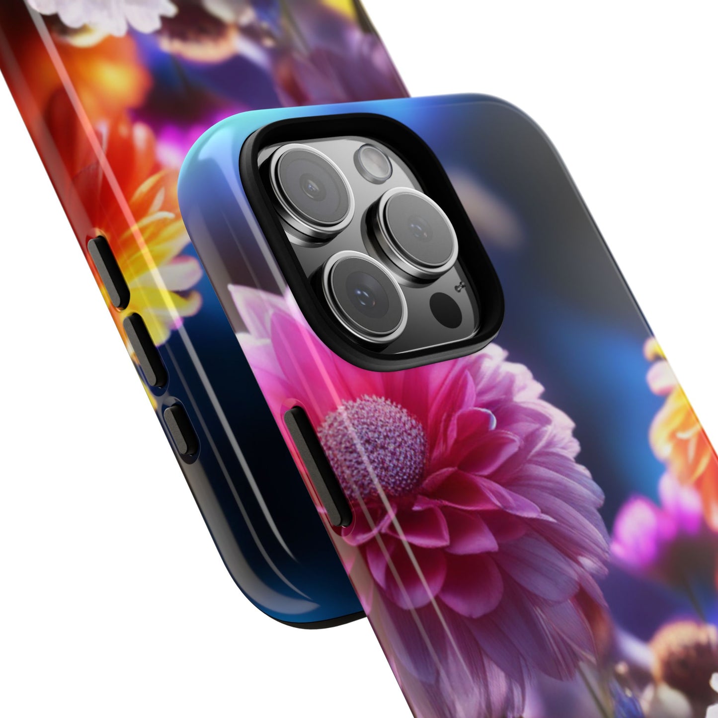 iPhone Tough Cases Phone Cases for iPhone 14\15\16\17 – Dual Layer, Matte/Glossy Finish, Wireless Charging Compatible, Floral Garden Phone Case — Vibrant Bloom Protective iPhone Cover