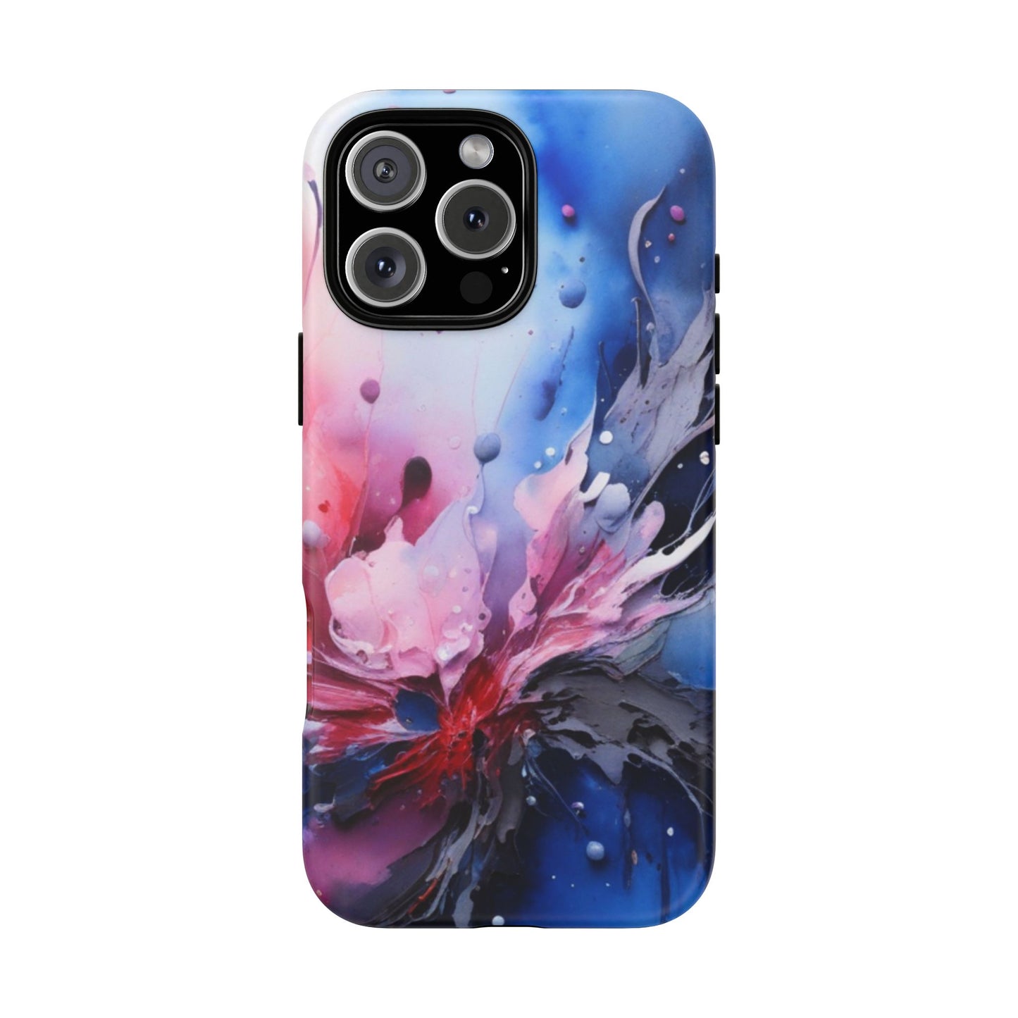 Tough Case — Abstract Pink & Blue Phone Case. iPhone Tough Cases Phone Cases for iPhone 17/16/15/14 – Dual Layer, Matte/Glossy Finish, Wireless Charging Compatible