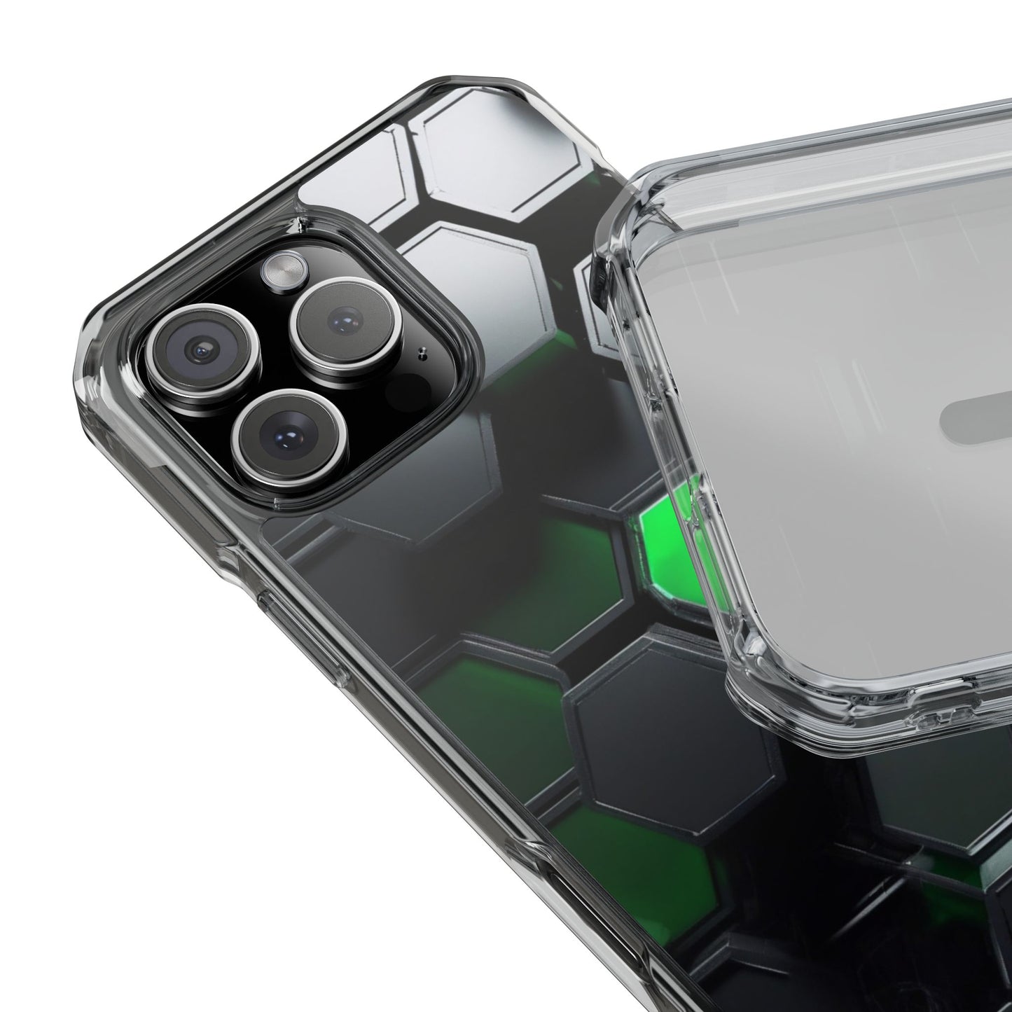 Magnetic Impact Phone Case for iPhone 16/15/14, Hexagon Pattern Magnetic Clear Impact Case, Stylish Phone Accessory, Gift for Tech Lovers, Durable Protection, Customizable Designs